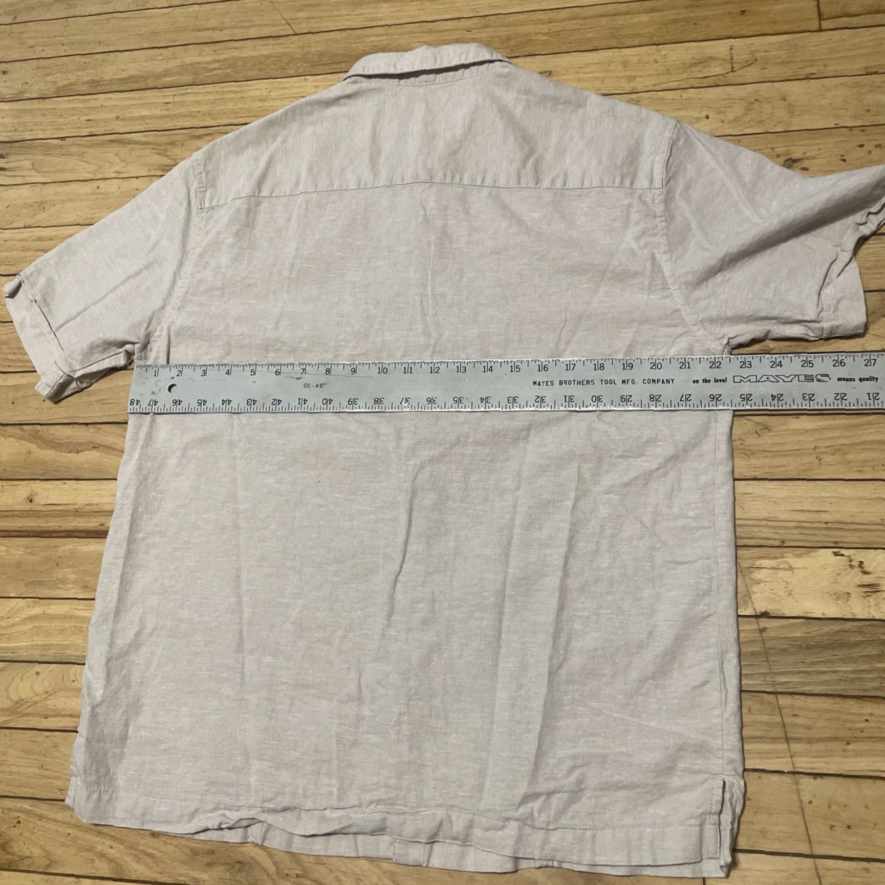 Vintage Cafe Luna Linen Button Shirt Men L Pleated Western Sand Tan Gray 44" Shirt Mens Size US L / EU 52-54 / 3 - 7 Thumbnail