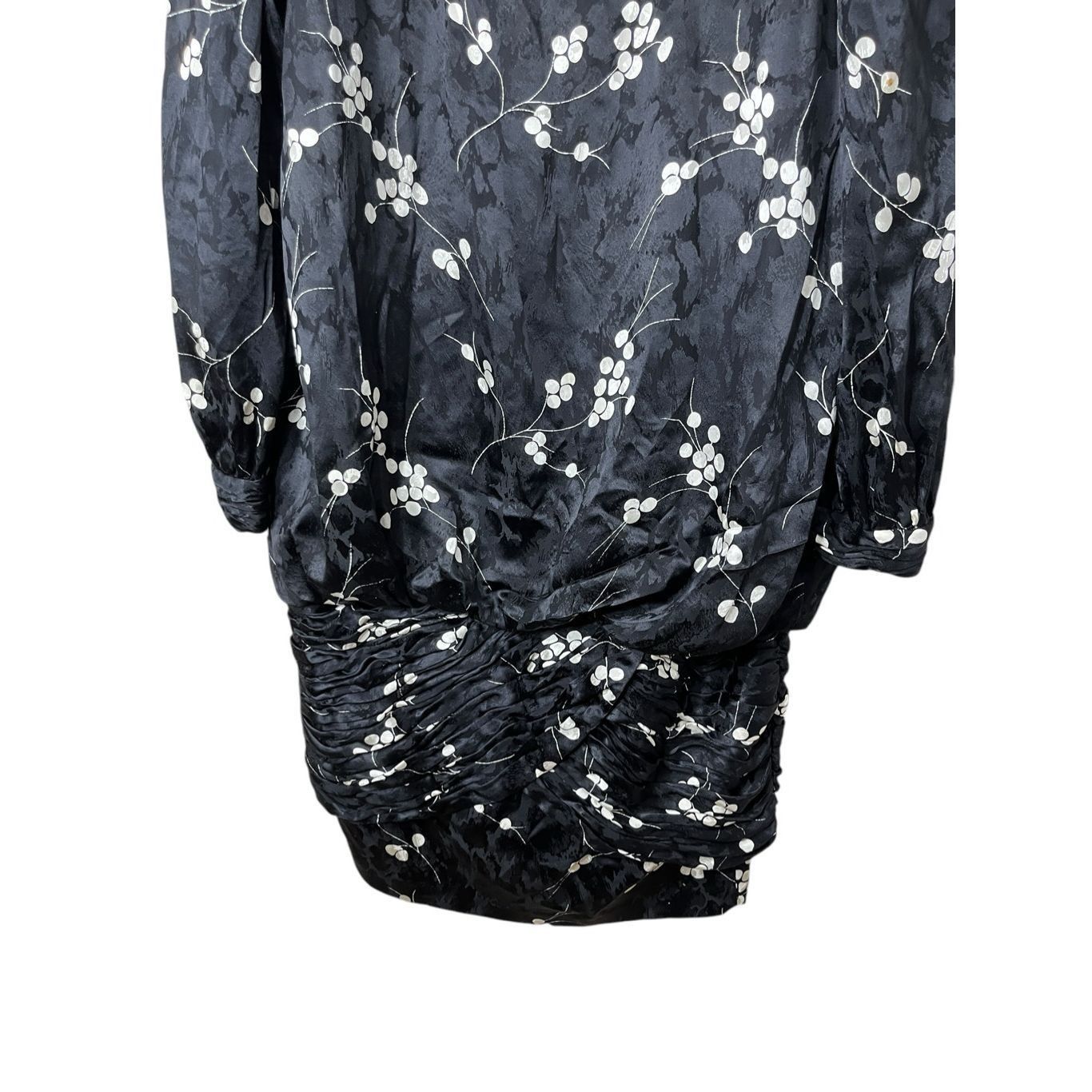 Other Vintage 1980's Saint Romei Sz 12 100% Silk Dress Black Flora Size XL / US 12-14 / IT 48-50 - 3 Thumbnail
