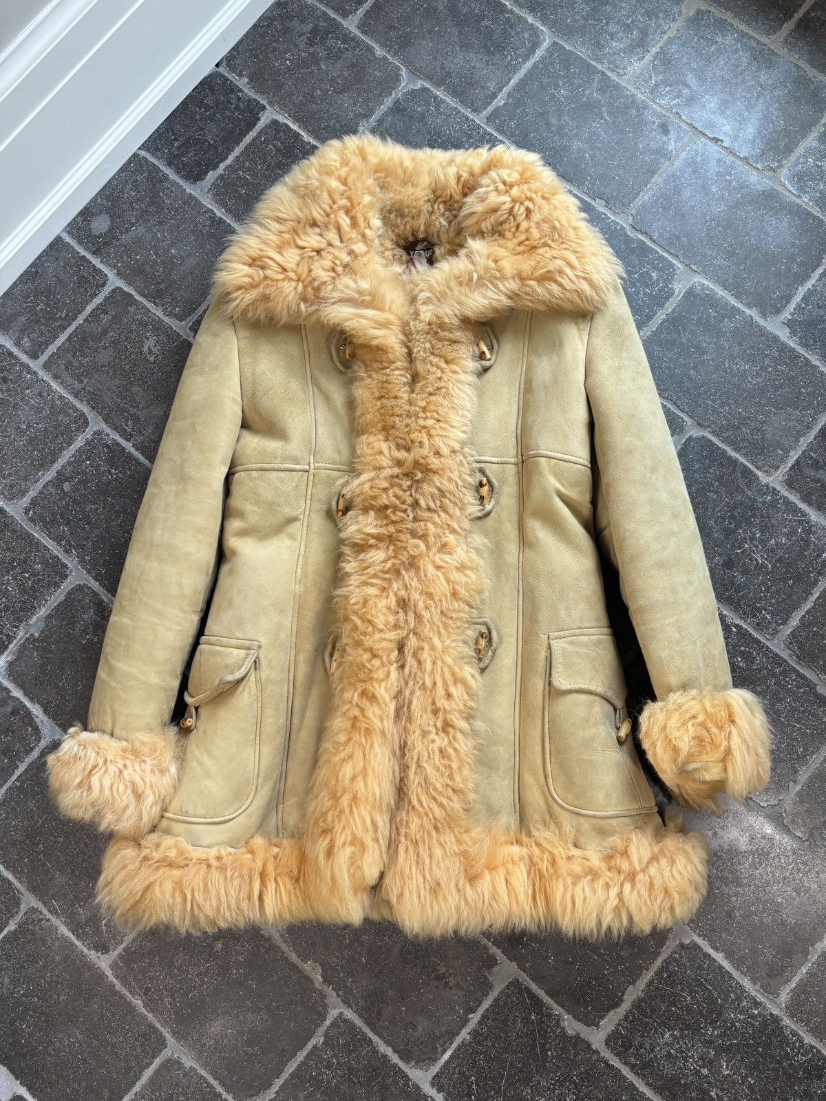 Vintage 70s Vintage Sheepskin Coat Shearling Bomber Flight Jacket Size M / US 6-8 / IT 42-44 - 3 Thumbnail