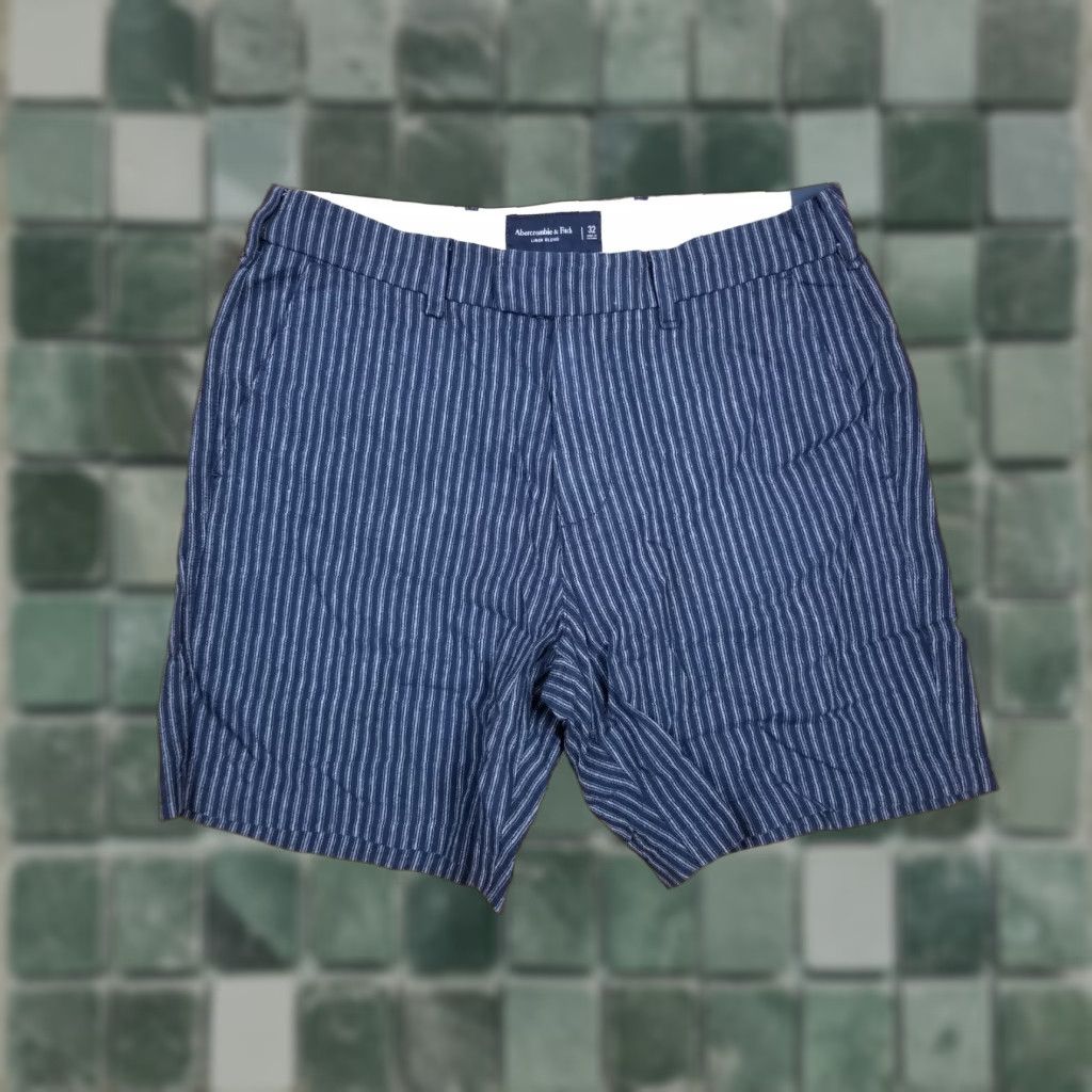 Abercrombie & Fitch Abercrombie & Fitch Strips Shorts Men’s 32 Chino Canvas Lined Blue 32 Inch 17 Inch Regular Vintage Mens Size US 32 / EU 48 - 1 Thumbnail
