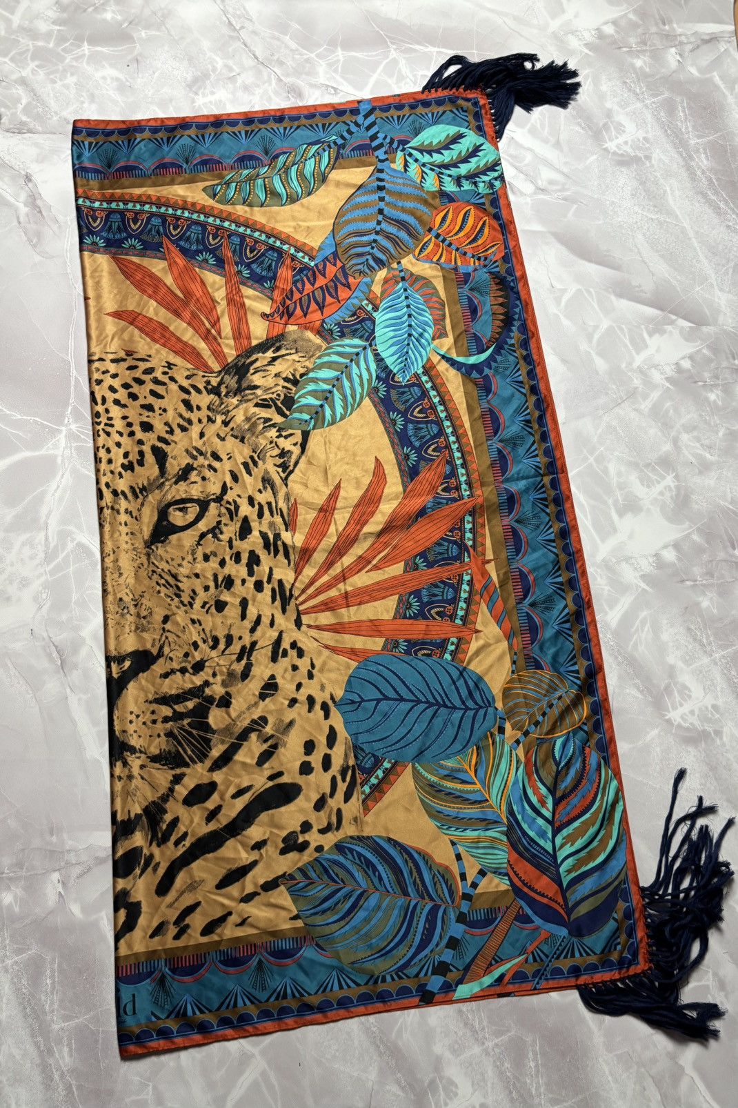 Other Wild Leopard Print Fringed Scarf Large Square Boho Size ONE SIZE - 4 Thumbnail