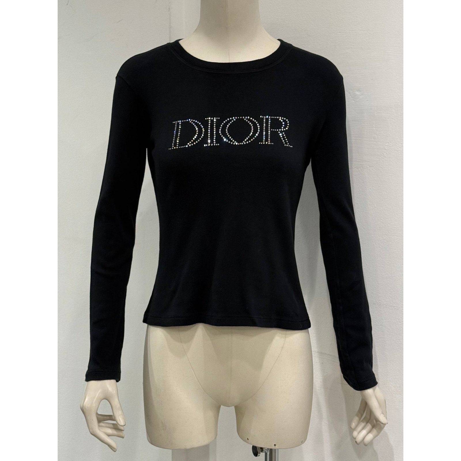 Dior 2005 Christian Dior by Galliano Swarovski logo longsleeve Size S / US 4 / IT 40 - 1 Thumbnail