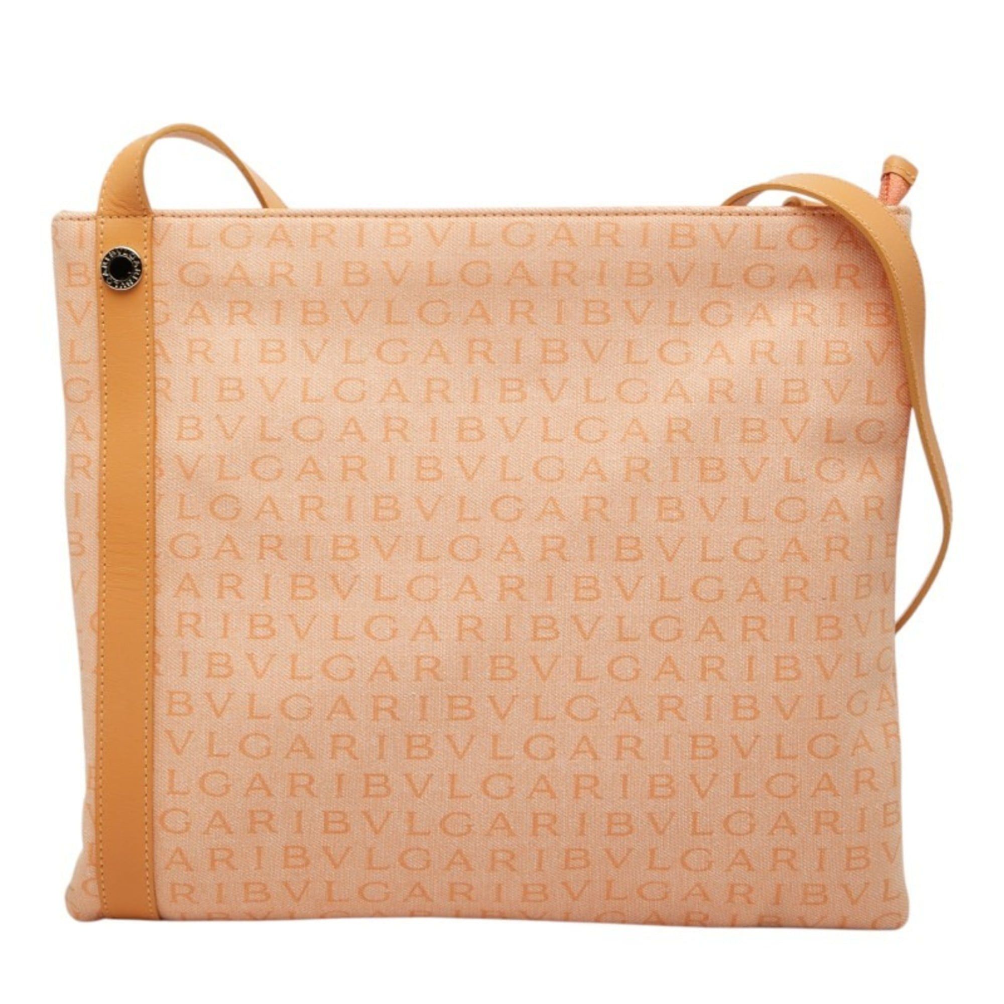 Bvlgari BVLGARI Logomania Crossbody Shoulder Bag, Beige Canvas Leather, Women's Size ONE SIZE - 1 Thumbnail