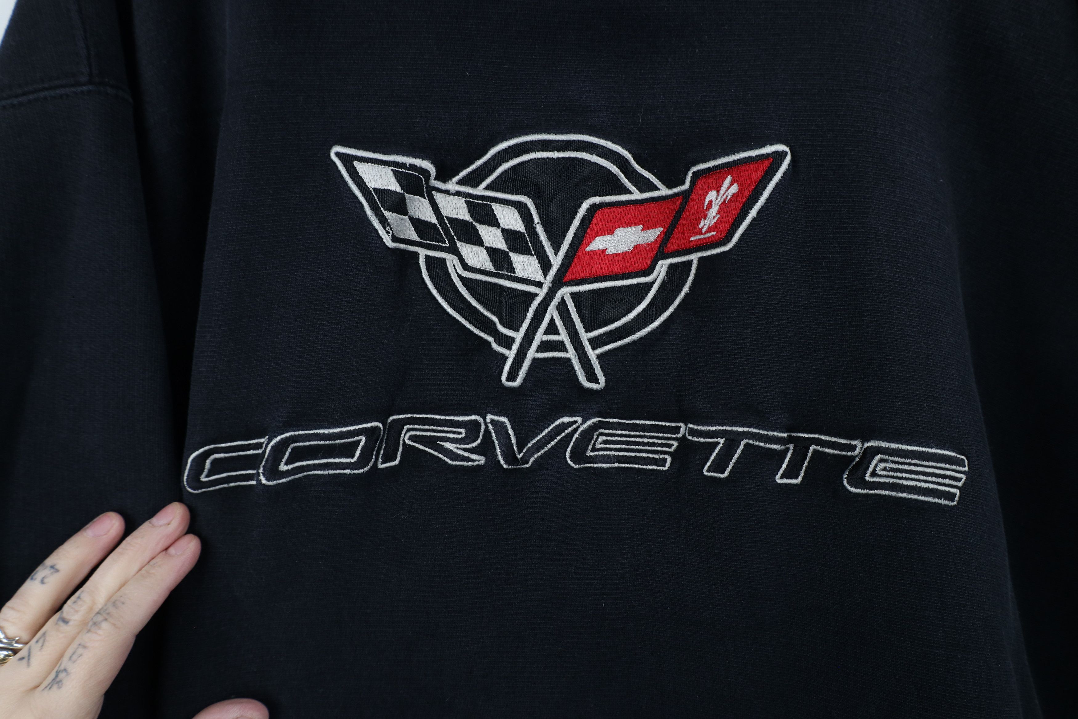 Vintage Vintage 90s Spell Out Corvette Racing Heavyweight Hoodie Size US L / EU 52-54 / 3 - 7 Thumbnail