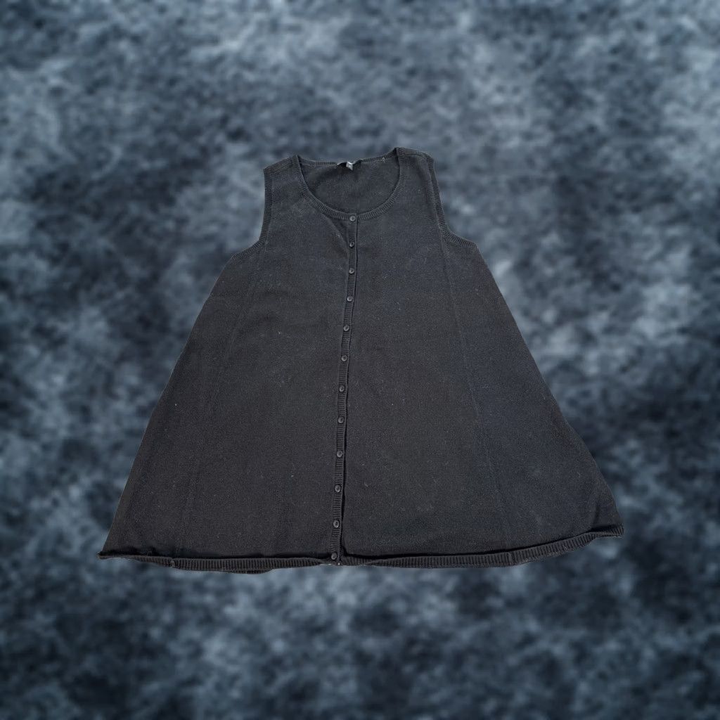 Eileen Fisher Eileen Fisher Button Front Vest Shirt Dress Womens Midi Black Cashmere Cotton Button Crew Neck Sleeveless M Med Women Size M / US 6-8 / IT 42-44 - 1 Thumbnail