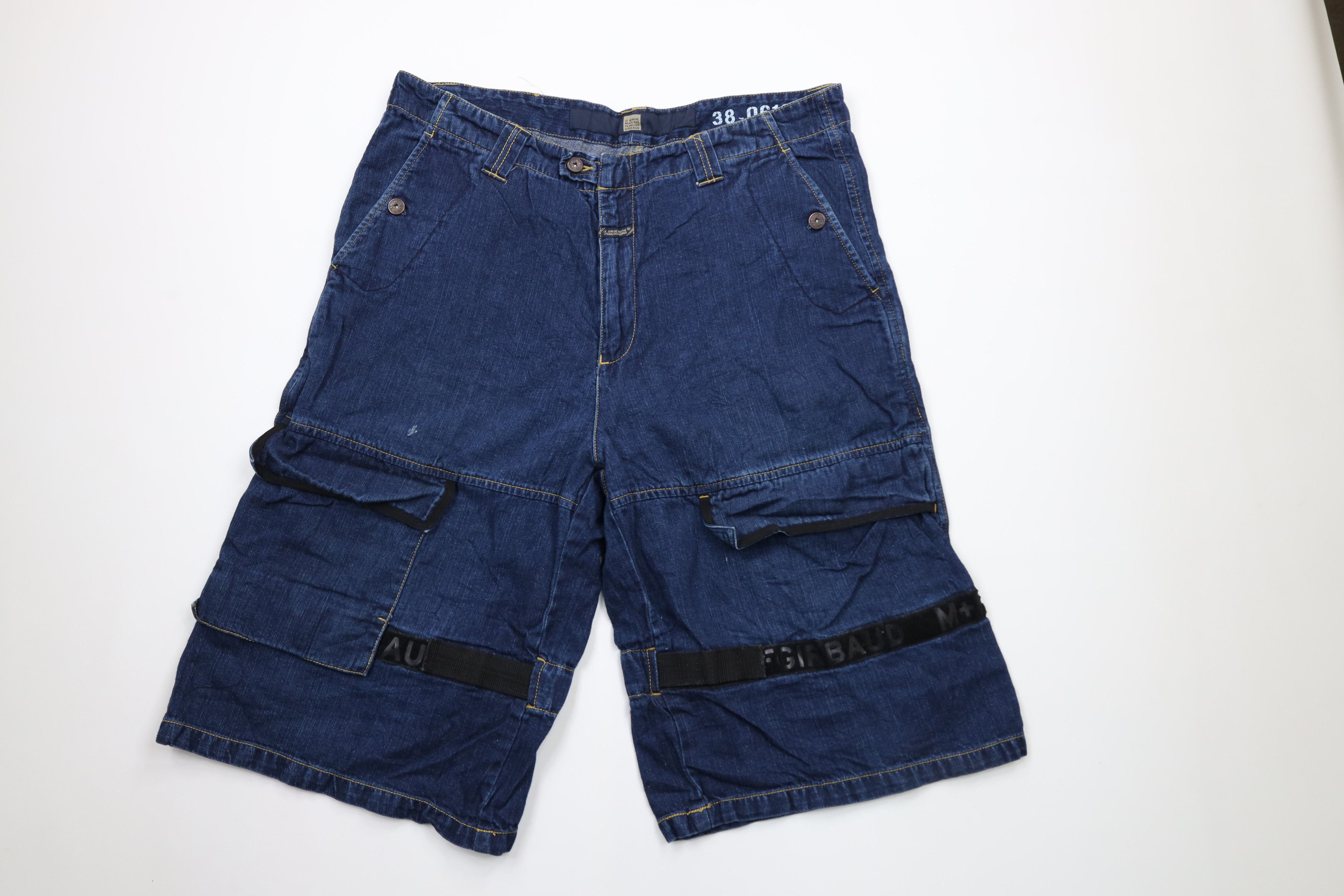 Marithe + Francois Girbaud × Vintage Vintage 90s Marithe Francois Girbaud Strap Denim Shorts Size US 38 / EU 54 - 1 Thumbnail