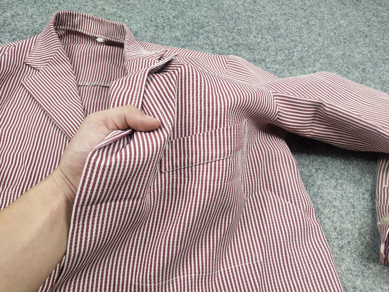 Vintage Vintage 70's Febvay Thin red stripe French Work Jacket Size US L / EU 52-54 / 3 - 15 Thumbnail