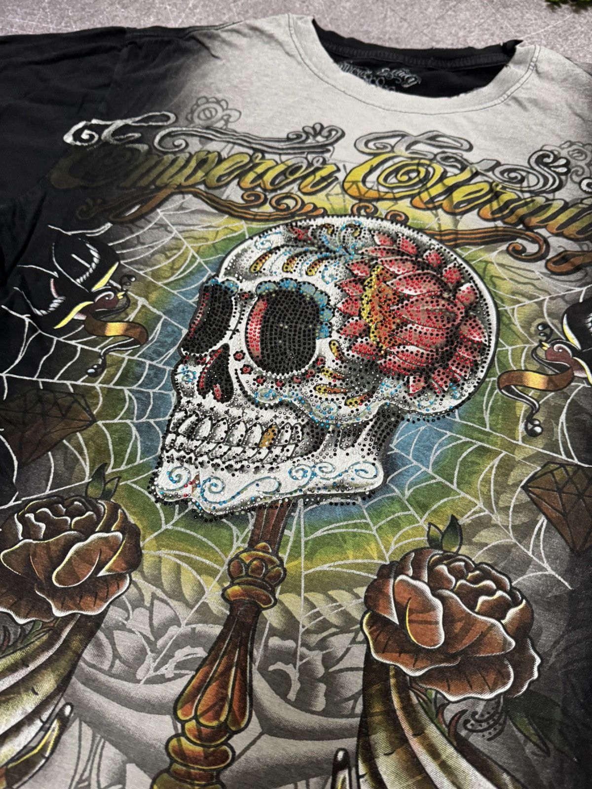 Ed Hardy Vintage Y2K Emperor Elernity Distressed Washed Sull T-Shirt Size US M / EU 48-50 / 2 - 7 Thumbnail