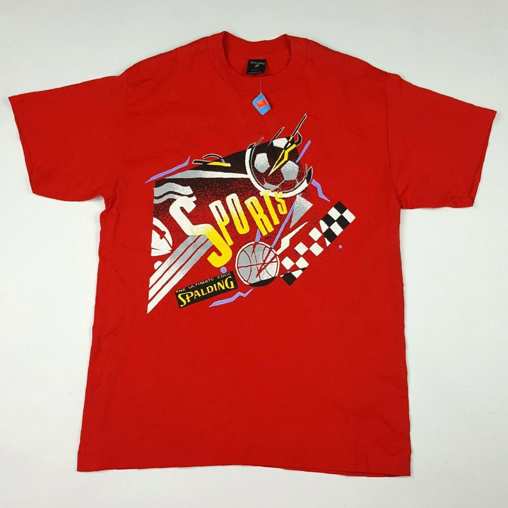 Spalding VINTAGE Spalding Sports T-Shirt Mens L Red 90s Retro Graphic Print United States Single Stitch Cotton Crew Neck Short Sleeve Size US L / EU 52-54 / 3 - 2 Thumbnail