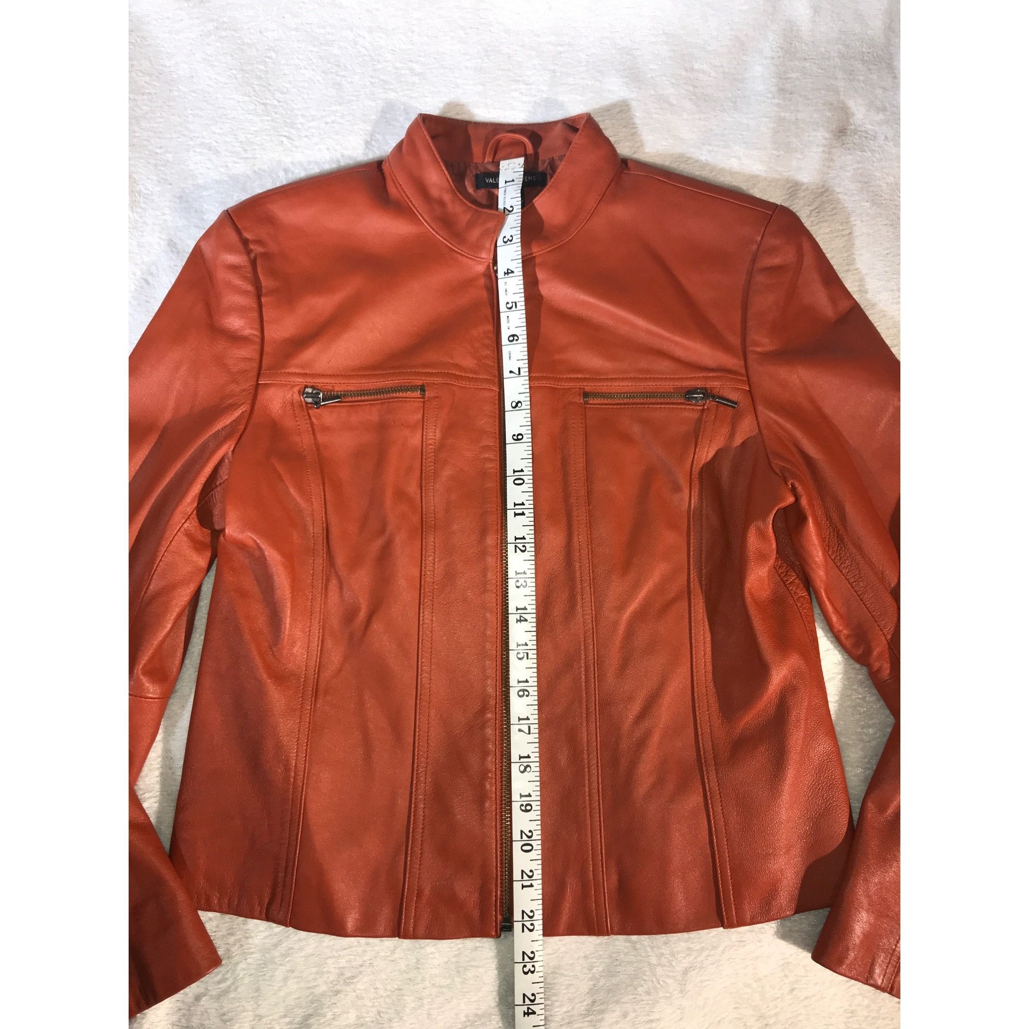 Vintage Valerie Stevens Womens Burnt Orange Leather Moto Jacket Size M / US 6-8 / IT 42-44 - 4 Thumbnail