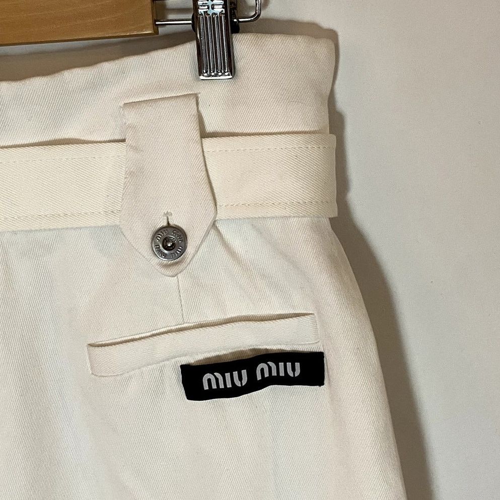 Miu Miu Miu Miu Wide Leg Bootcut Pants Belted White 2019 Size 48 IT Size 34" / US 12 / IT 48 - 10 Thumbnail