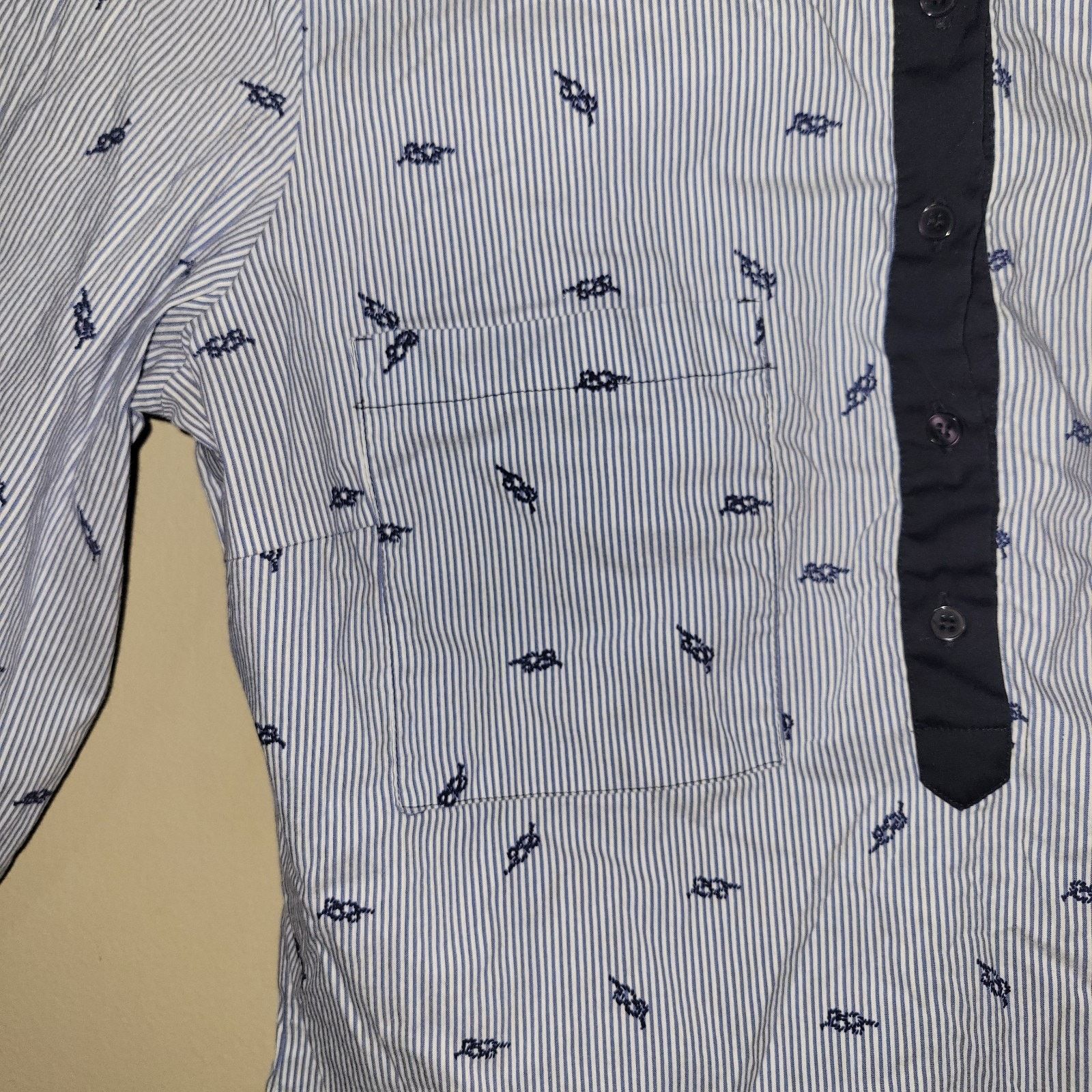Zara ZARA Basic M Blue White Pinstriped Cotton Blend Shirt Boat Size M / US 6-8 / IT 42-44 - 5 Thumbnail