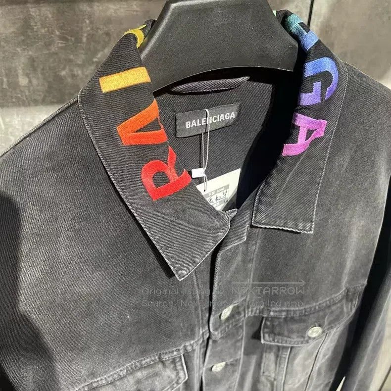 Balenciaga Balenciaga Rainbow Logo Denim Jacket Size US S / EU 44-46 / 1 - 4 Thumbnail