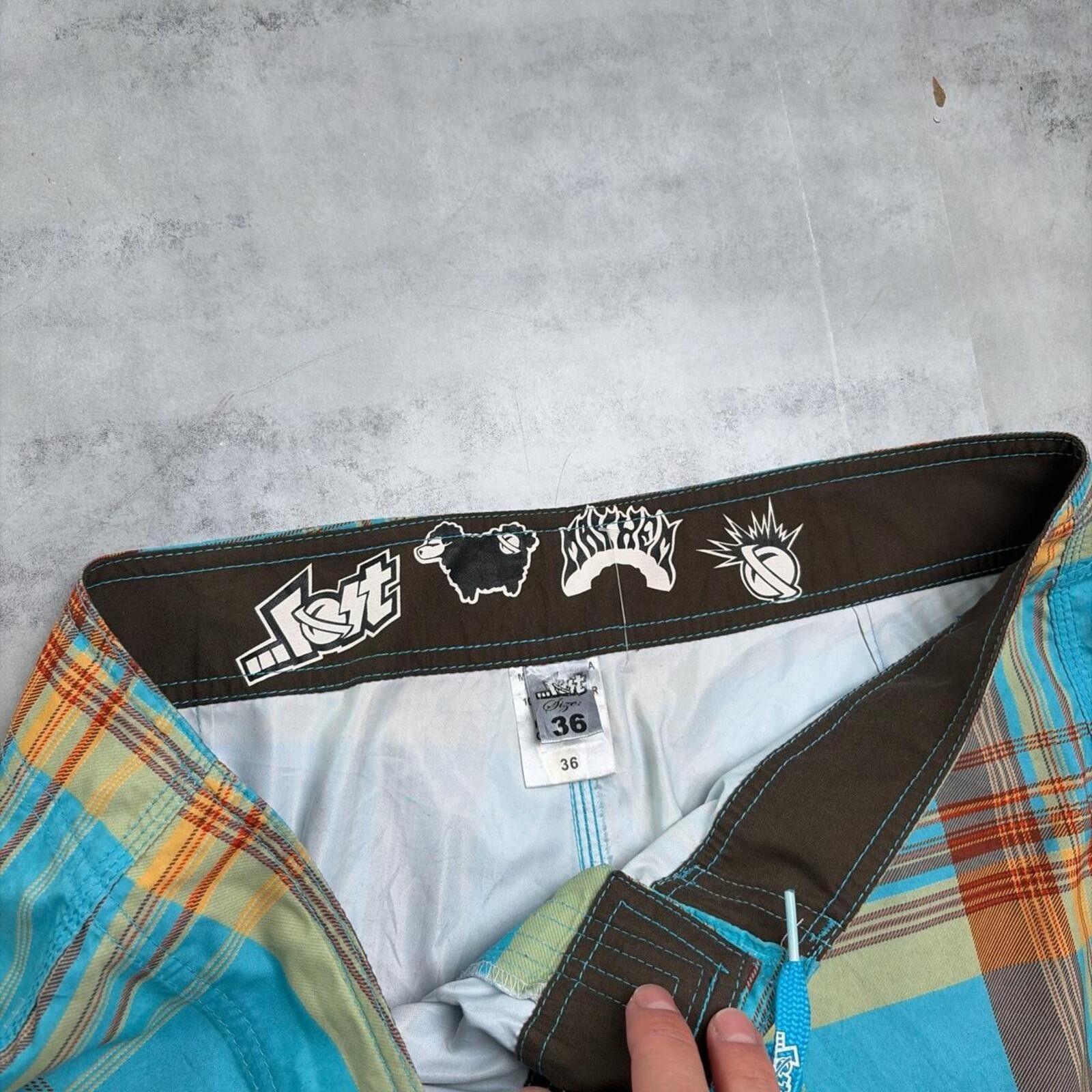 Other Y2K Blue Lost Surf Grunge Gothic Baggy Plaid Board Shorts Size US 36 / EU 52 - 4 Thumbnail
