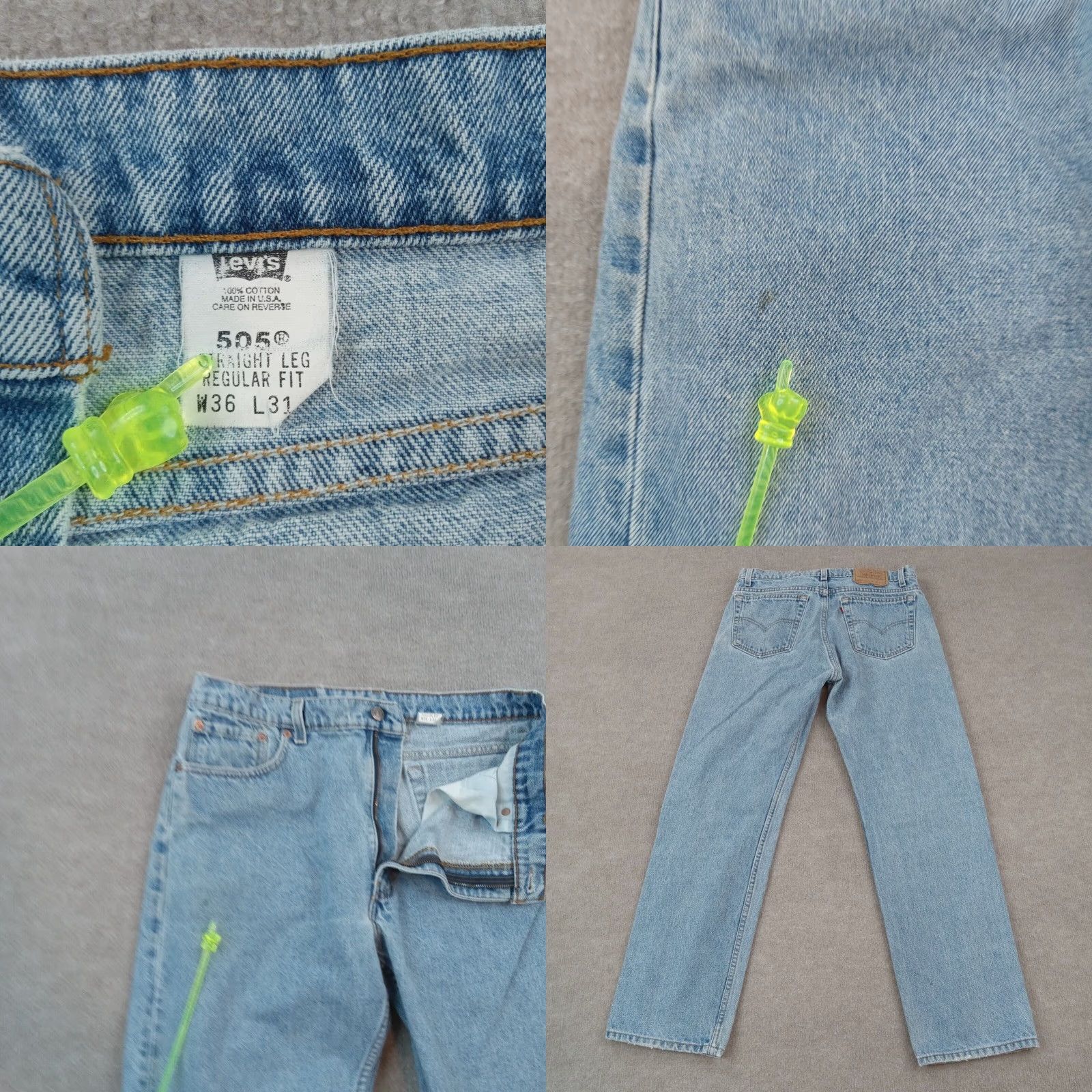 Levi's Levi's 505 Jeans Mens 34x29 Blue Straight Leg Regular Fit Cotton Size US 36 / EU 52 - 8 Thumbnail