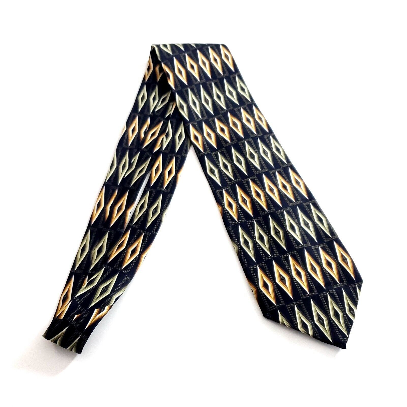 Croft & Barrow Croft & Barrow Black Tan Green Geometric Print Wide Silk Tie Size ONE SIZE - 6 Thumbnail