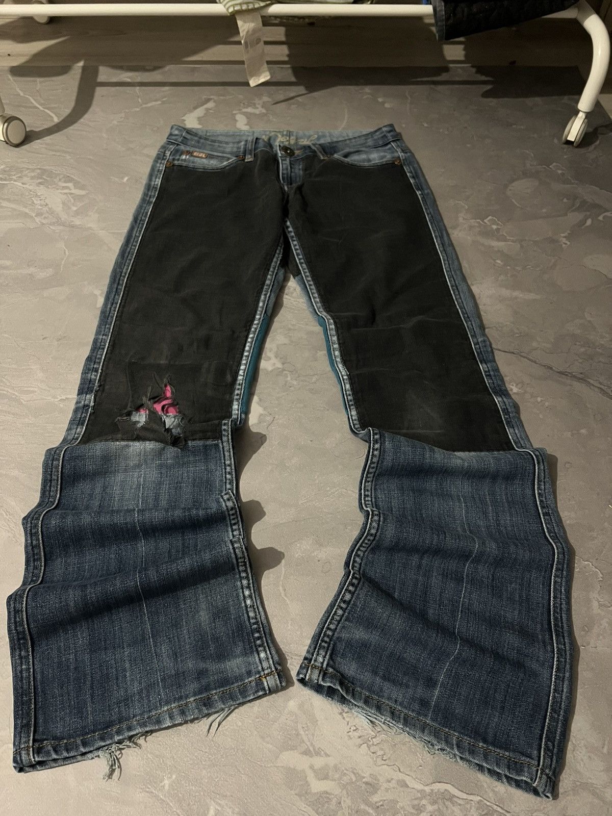 Japanese Brand Archive Patchwork Flared Glamour Fit — Japanese Street Style Size US 32 / EU 48 - 1 Thumbnail