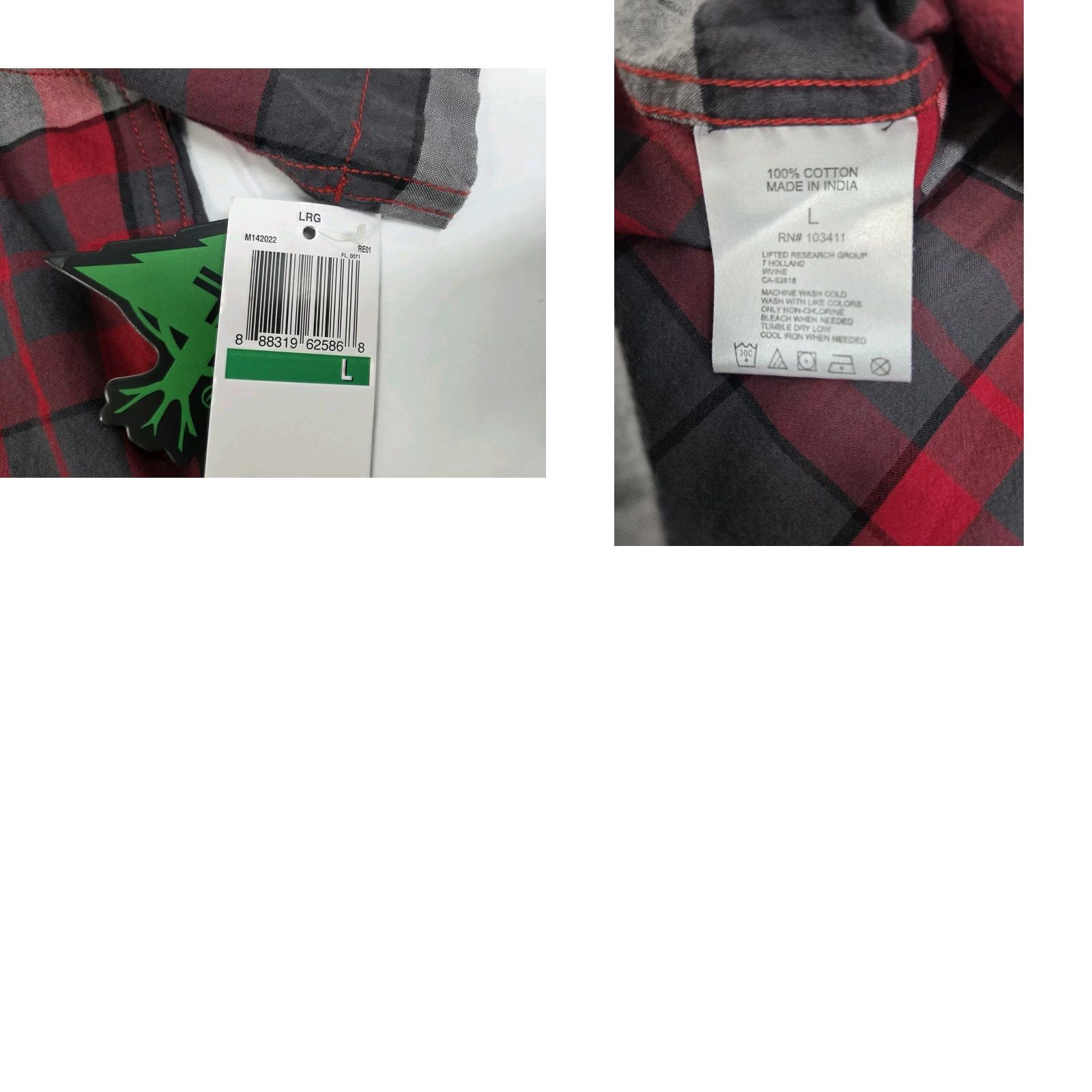 Vintage LRG Shirt Mens Short Sleeve Button-Up Red/Grey Plaid Size L 42in Chest Size US L / EU 52-54 / 3 - 9 Thumbnail