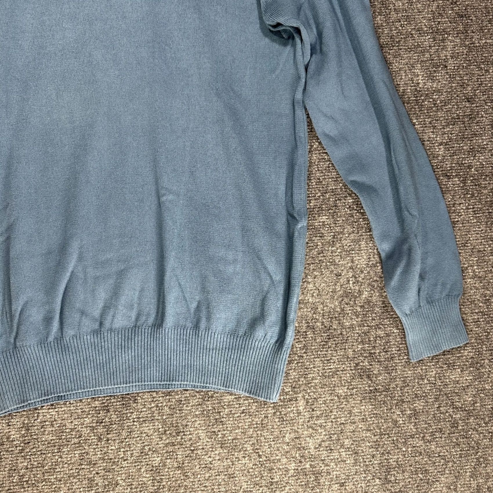 CO Cricket & Co Sweater Mens Medium Blue Cotton Pullover Rib Hem Cuffs Italy Size US M / EU 48-50 / 2 - 2 Thumbnail