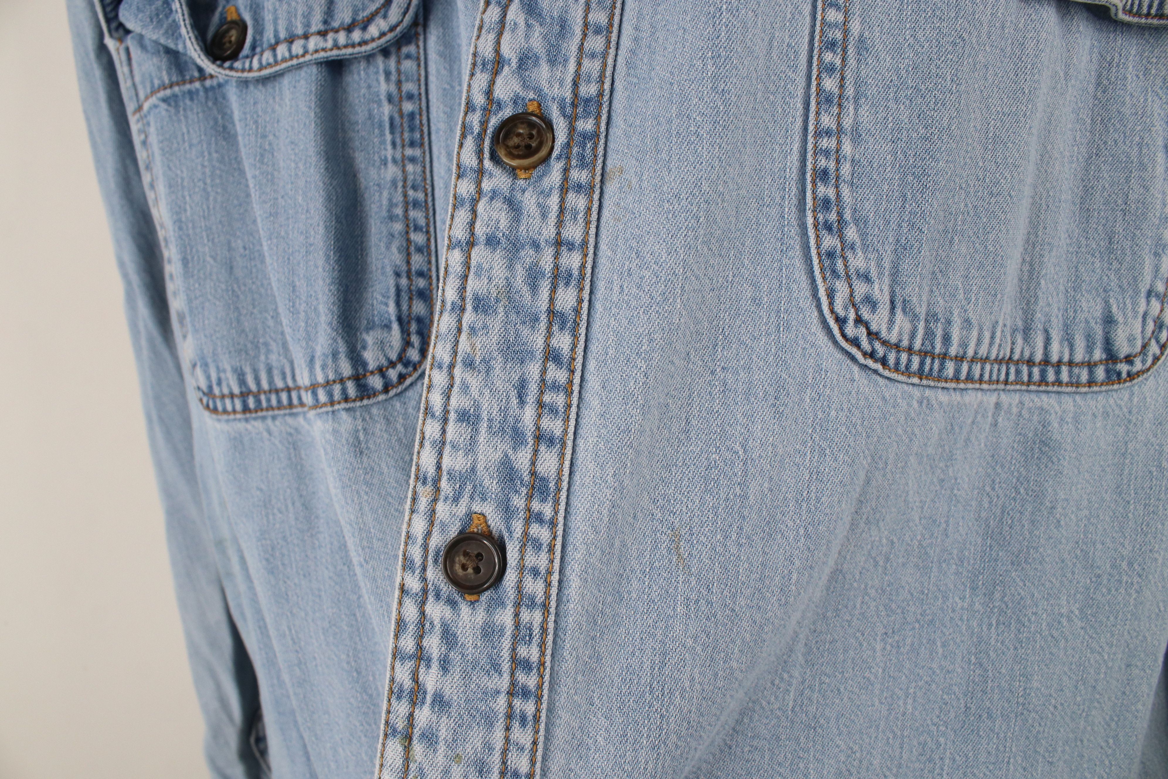 Vintage Vintage 90s Streetwear Denim Jean Collared Button Shirt Blue Size US XL / EU 56 / 4 - 6 Thumbnail
