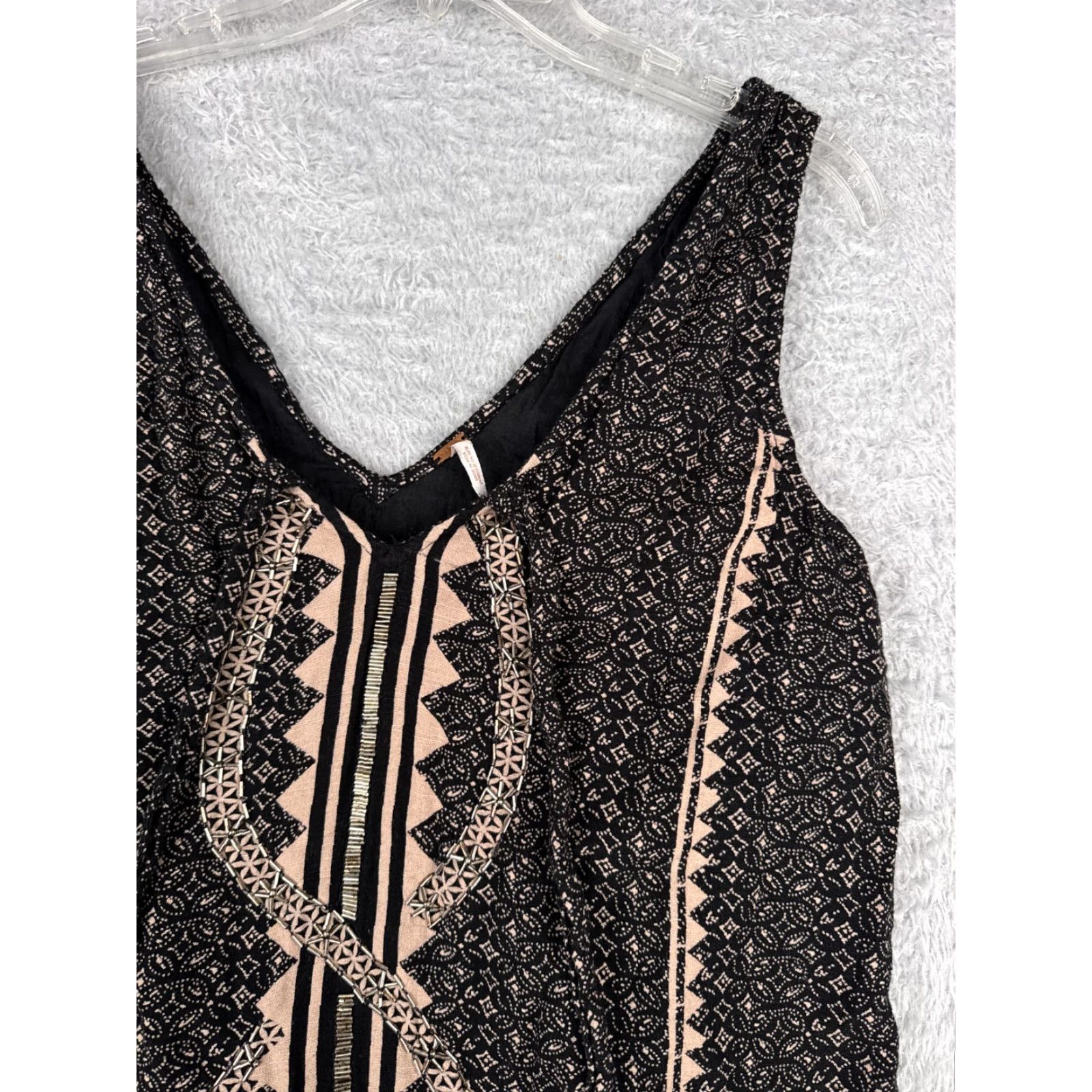 Free People VINTAGE Free People Women's Mini Dress Black Snake Beaded & Embroidered Casual Party Travel Nightwear M Size M / US 6-8 / IT 42-44 - 4 Thumbnail