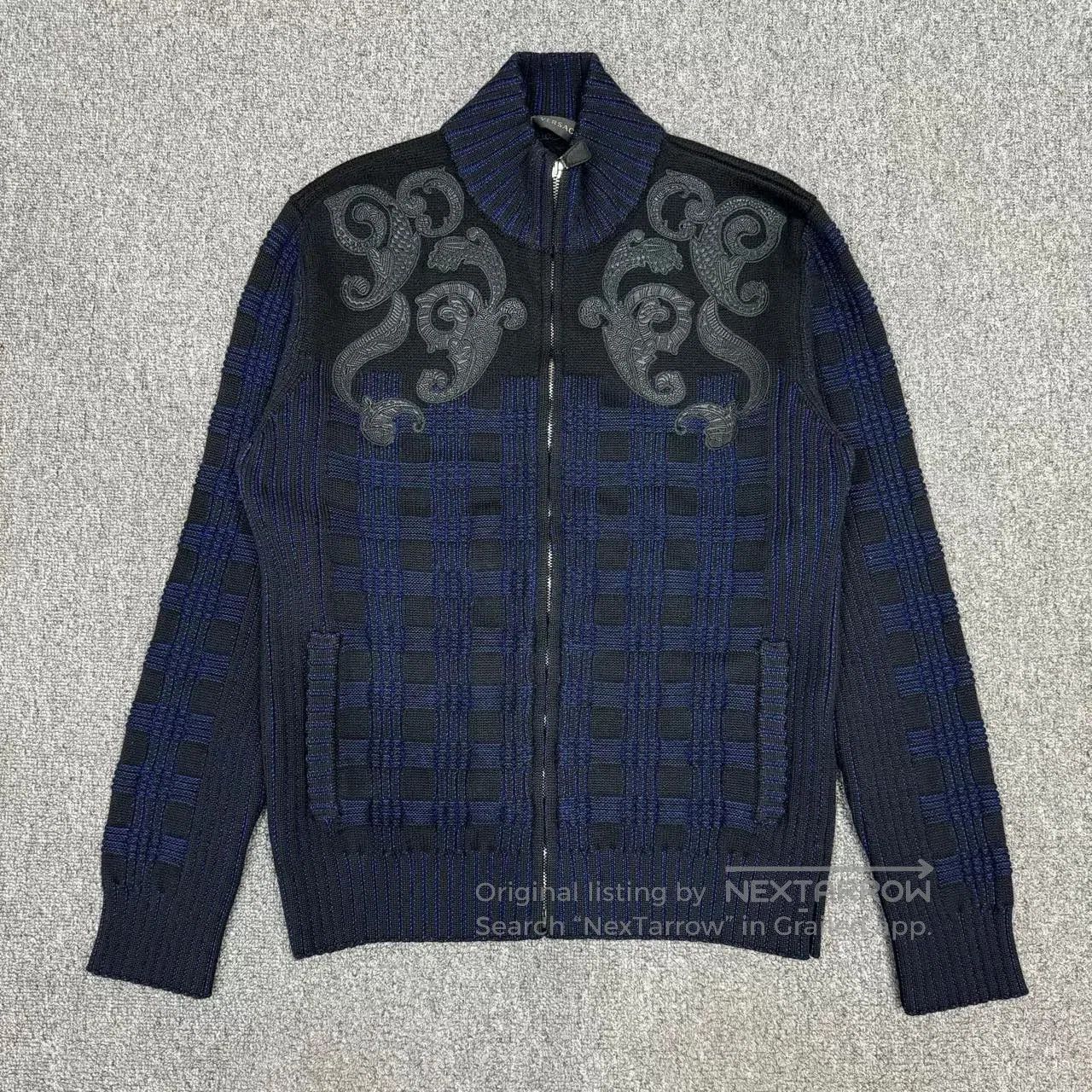 Versace Versace Blue Cashmere Knit Jacket. Size US L / EU 52-54 / 3 - 1 Thumbnail