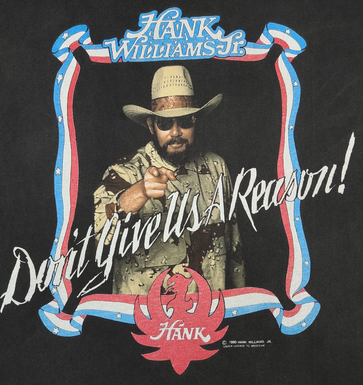 Band Tees ©️1990 Vintage Distressed Hank Williams Jr T Size US L / EU 52-54 / 3 - 9 Thumbnail