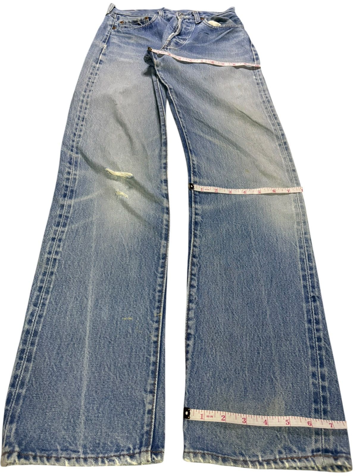 Levi's Vintage 80s Levis 501 Selvedge Distressed Jeans Button 524 Size US 26 / EU 42 - 13 Thumbnail