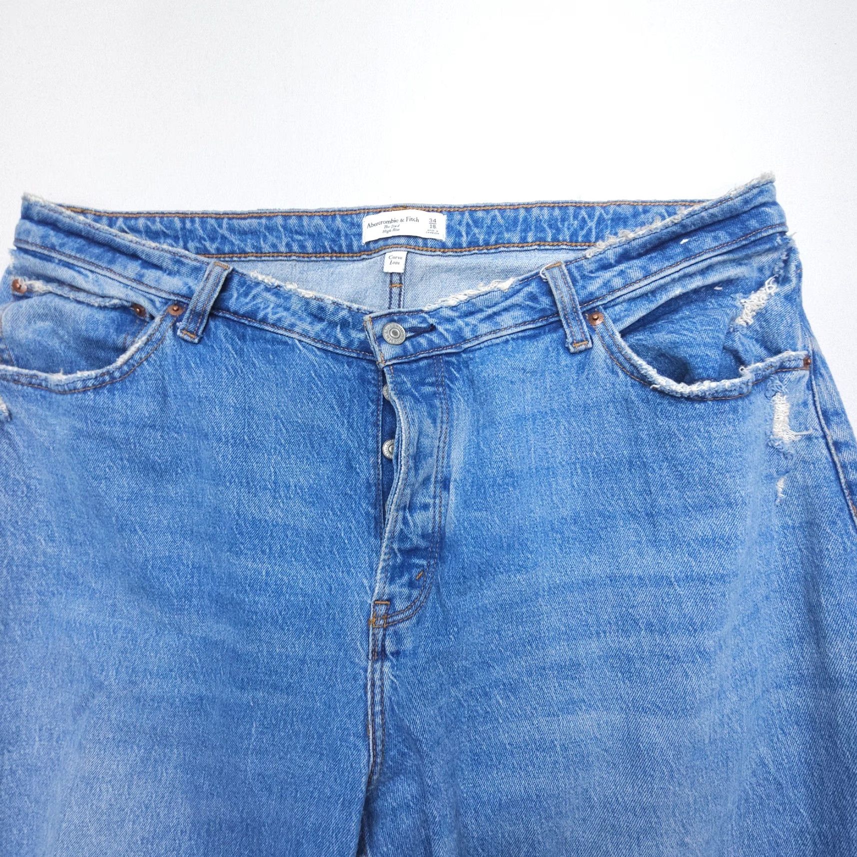 Abercrombie & Fitch VINTAGE Abercrombie & Fitch The Dad High Rise Jeans Size 34 / 18 Long Distressed Denim Size 40" / US 18 - 4 Thumbnail