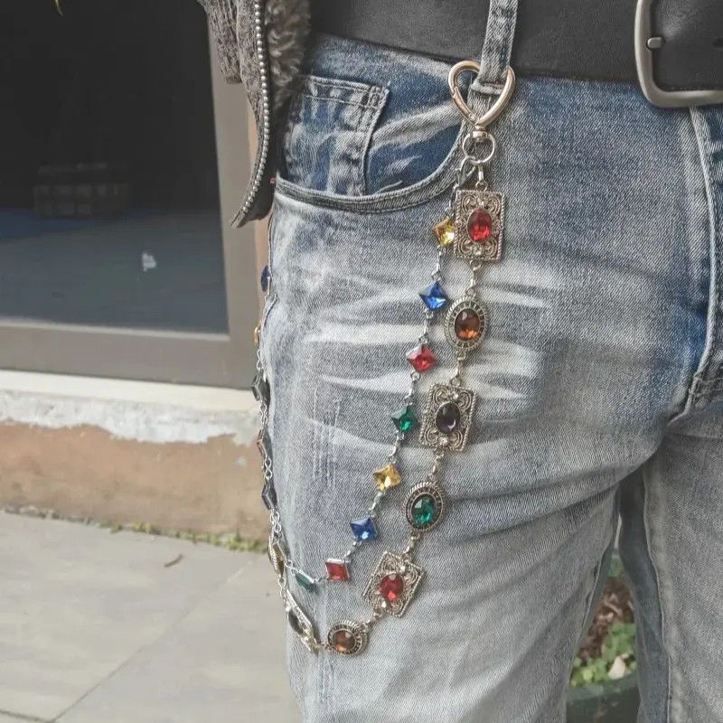 Jewelry Round Bead Rhinestone Multicolor Punk Pants Chain Size ONE SIZE - 1 Thumbnail