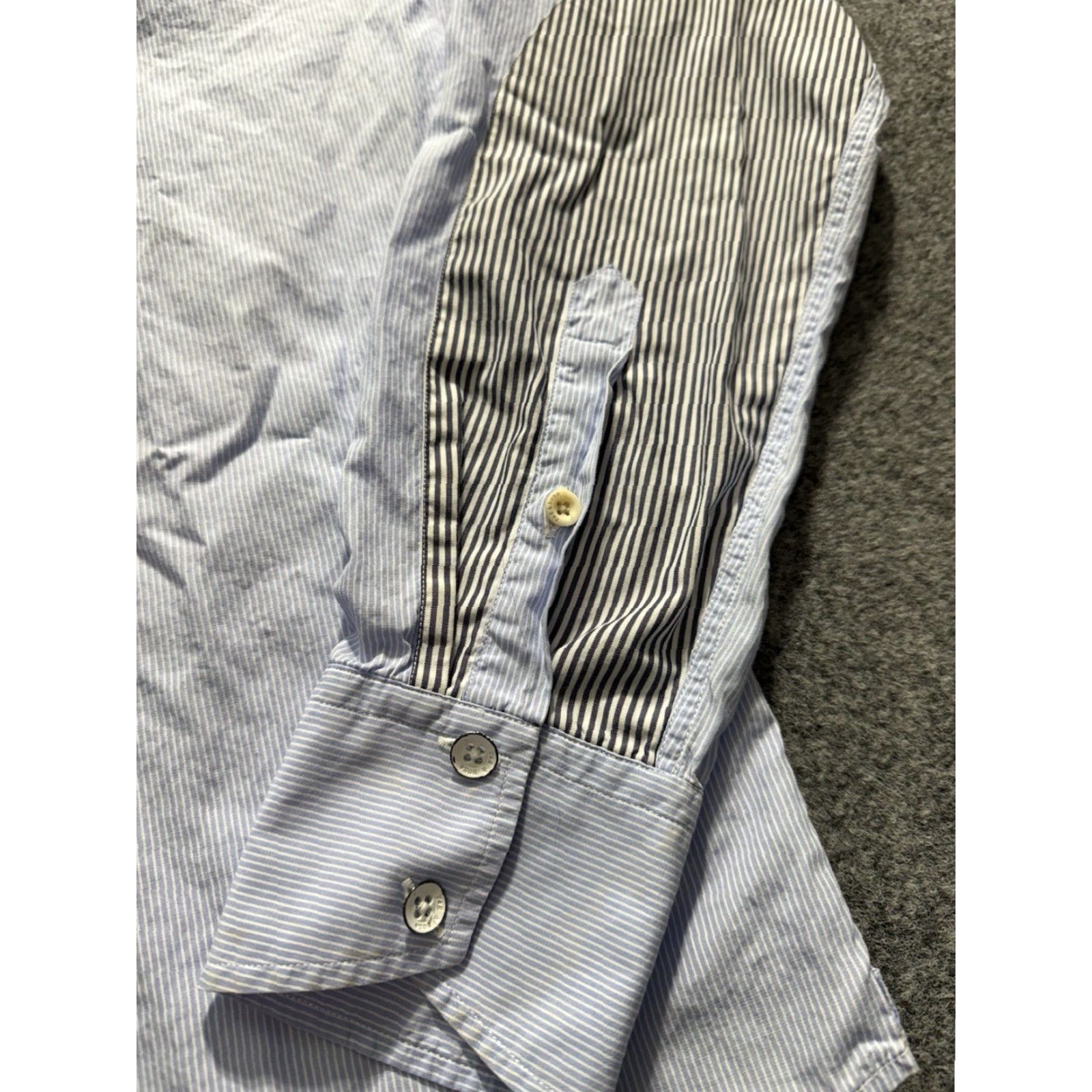 Rag & Bone rag & bone Shirt Mens S Blue Button-Up Long Sleeve Cotton Stretch Striped Casual Party/Cocktail Men Size US S / EU 44-46 / 1 - 4 Thumbnail