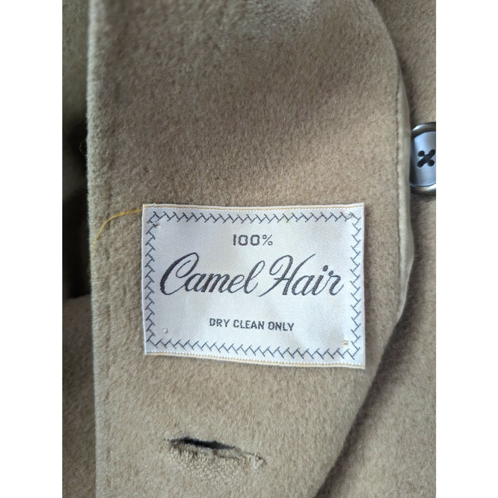 Camel VINTAGE Fur Trim 100% Camel Hair Long Trench Pea Coat Jacket Large 14/16 Beige Women Coat Size L / US 10 / IT 46 - 4 Thumbnail