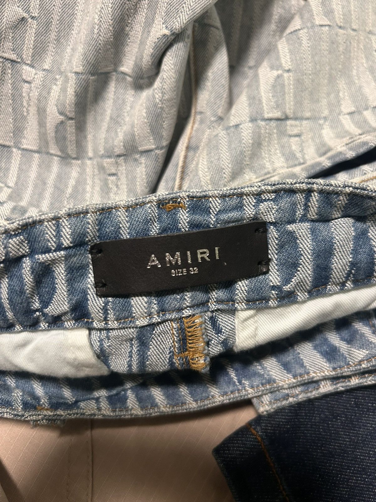 Amiri Amiri Men's Jacquard Denim Shorts - Stone Indigo Size US 32 / EU 48 - 4 Thumbnail