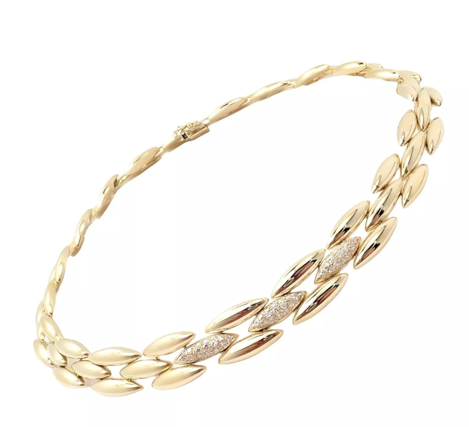 Cartier Cartier 18k Diamond Three Row Gentiane Rice Link Necklace Size ONE SIZE - 13 Thumbnail