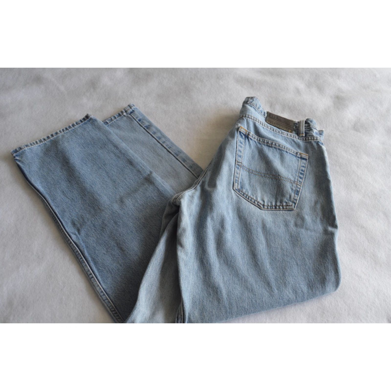 Polo Ralph Lauren VINTAGE Ralph Lauren Polo Jeans Classic Fit Men's 34 x 30 Denim Blue Distressed 5-Pocket Belt Loops Zipper Leather Patch Logo Jeans Men Size US S / EU 44-46 / 1 - 5 Thumbnail