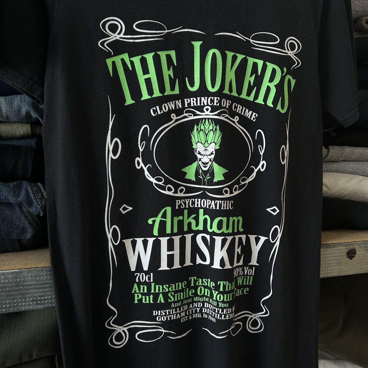Vintage Vintage The Jokers Arkham Whiskey big logo movie tee Size US S / EU 44-46 / 1 - 2 Thumbnail