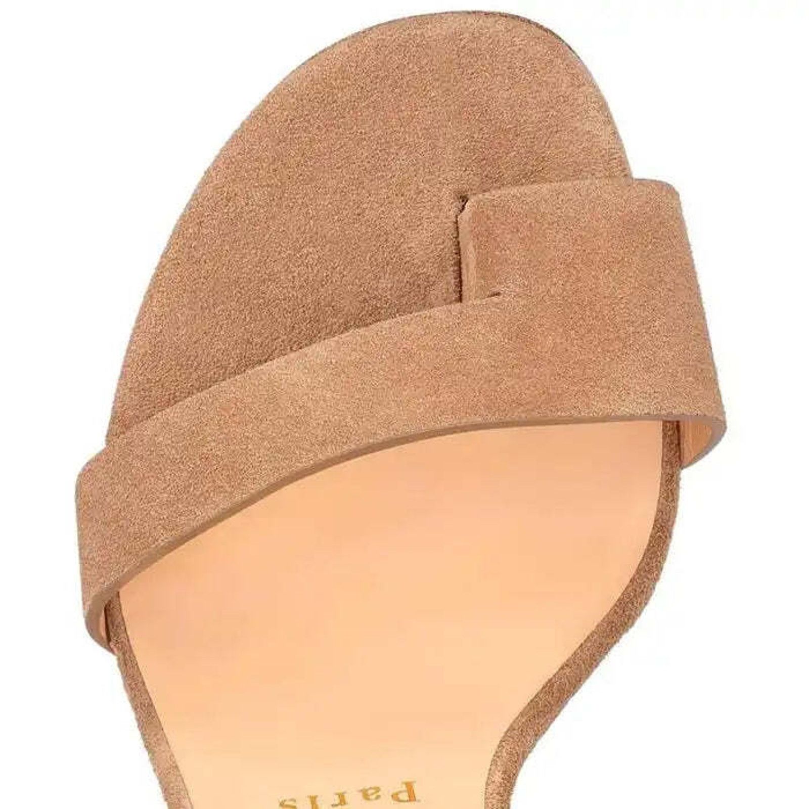 Christian Louboutin Sandaclou 100 Lionne Beige Suede Strap Sandal Heel Pump 40 Size US 10 / IT 40 - 6 Thumbnail