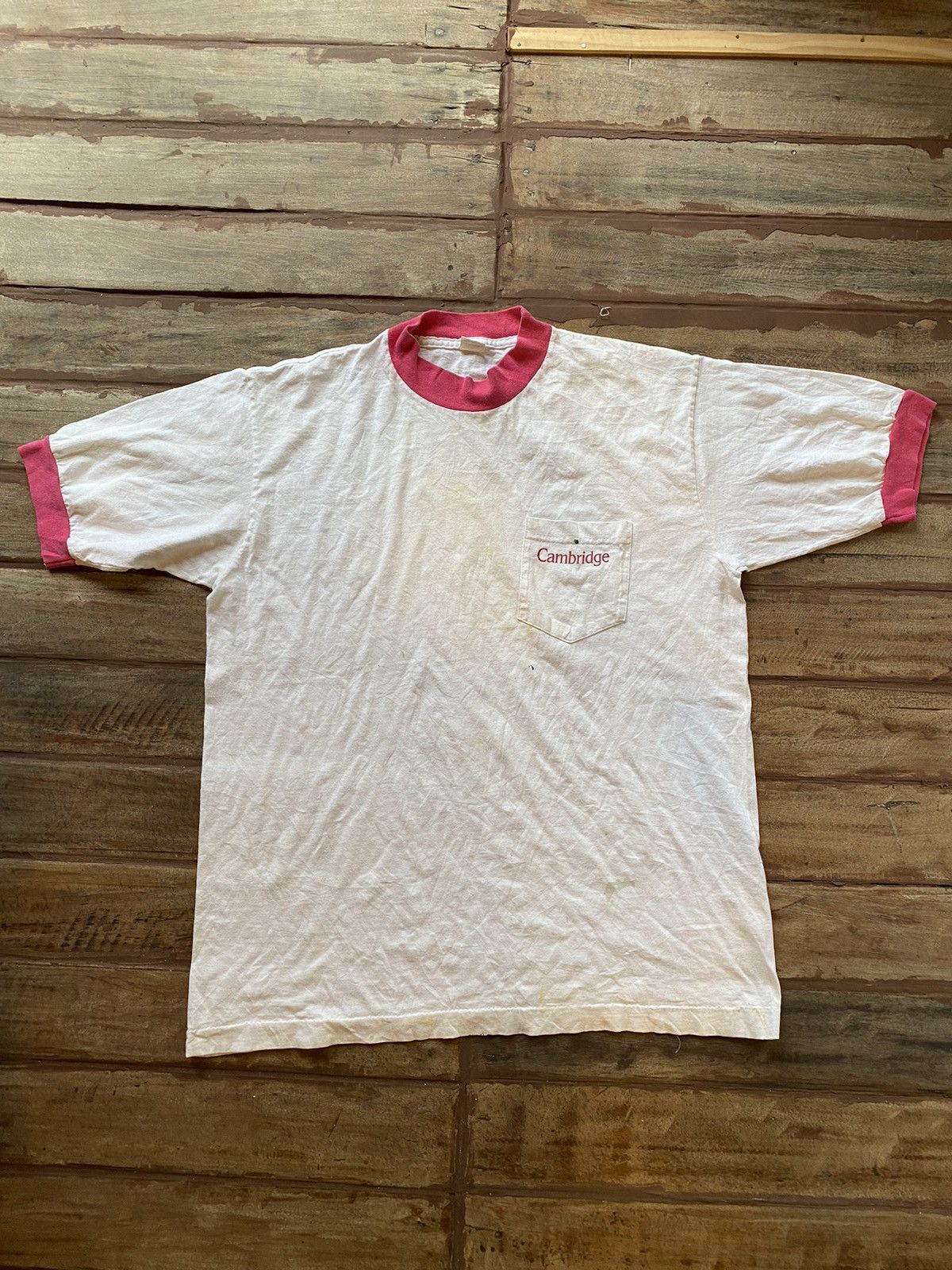 Vintage Vintage 1990s Cambridge Ribbed T-Shirt Size US XL / EU 56 / 4 - 1 Thumbnail