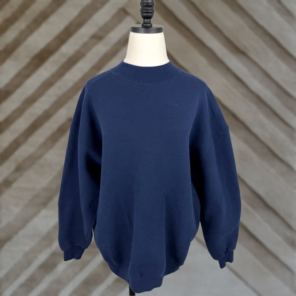 Vintage VINTAGE CHIC Sweatshirt Womens XL Navy Blue Blank Crewneck 90s Preppy Mom Size XL / US 12-14 / IT 48-50 - 1 Thumbnail