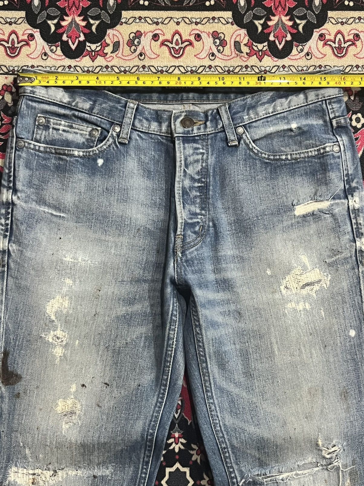 Lounge Lizard ⚡️Slim Straight⚡️Lounge Lizard Distressed Paint Splatter Jeans Size US 31 - 14 Thumbnail