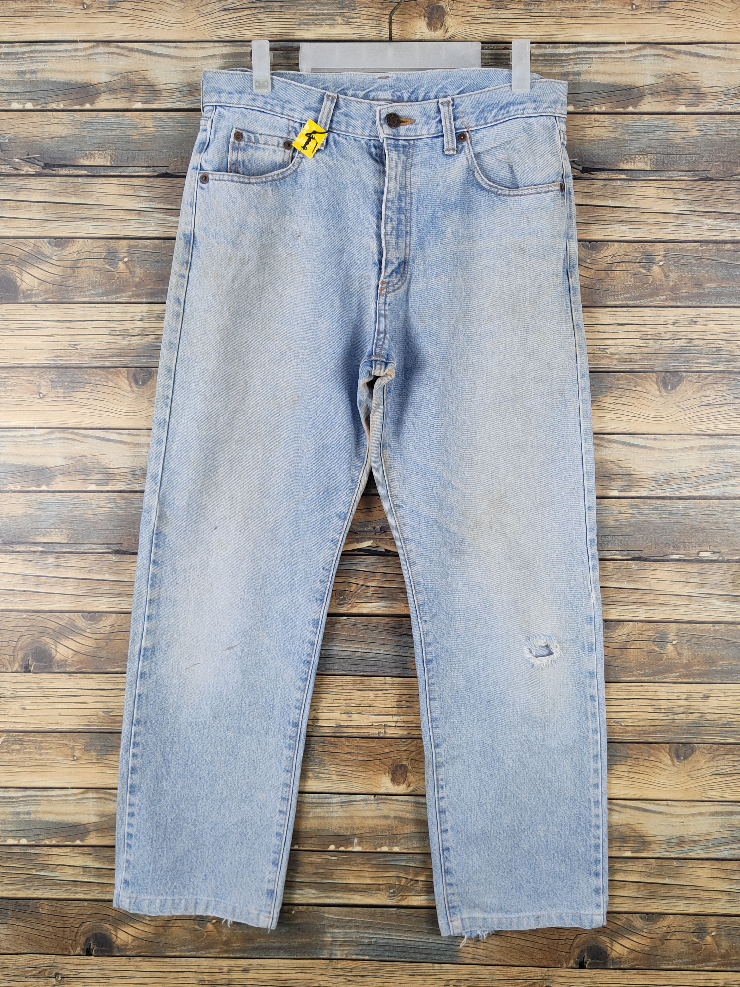 Japanese Brand Fittz Light Blue Distressed Ripped denim Jeans #W1692 Size US 33 - 1 Thumbnail