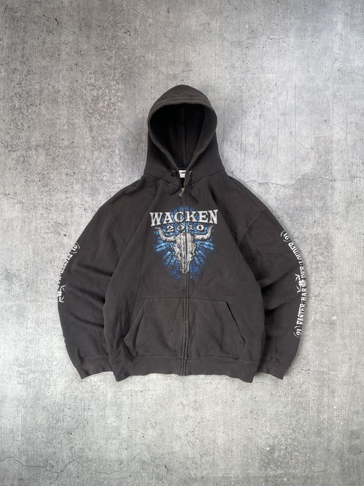 Vintage Vintage Wacken 2010 Zip Up Hoodie Distressed Sun Faded Y2K Size US XL / EU 56 / 4 - 1 Thumbnail