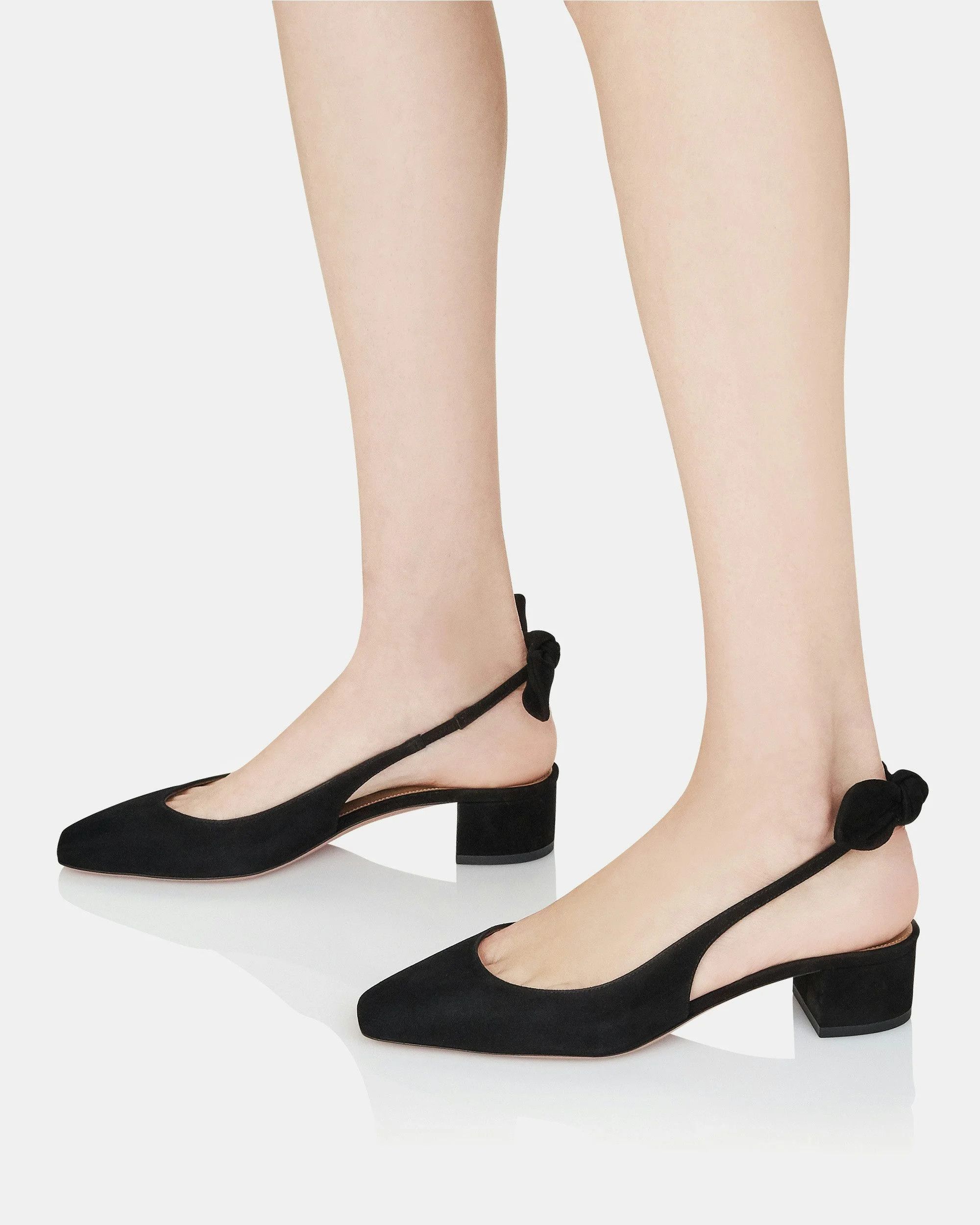 Aquazzura os11x1225 Very Bow Tie Slingback in Black Size US 9 / IT 39 - 5 Thumbnail