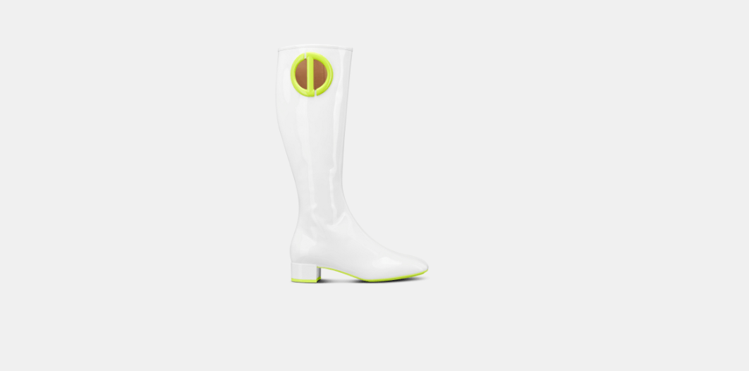 o1w1db10124 Patent Calfskin Idole Boot in White