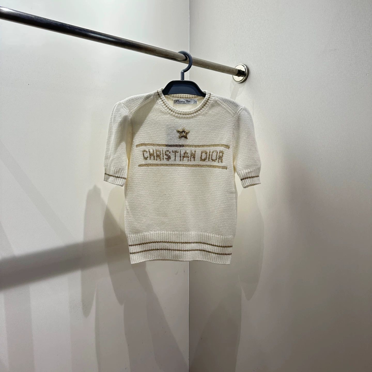 Christian Dior Monsieur Dior mar347 Unworn White Gold SS Lucky Star Logo 38 Size S / US 4 / IT 40 - 1 Thumbnail