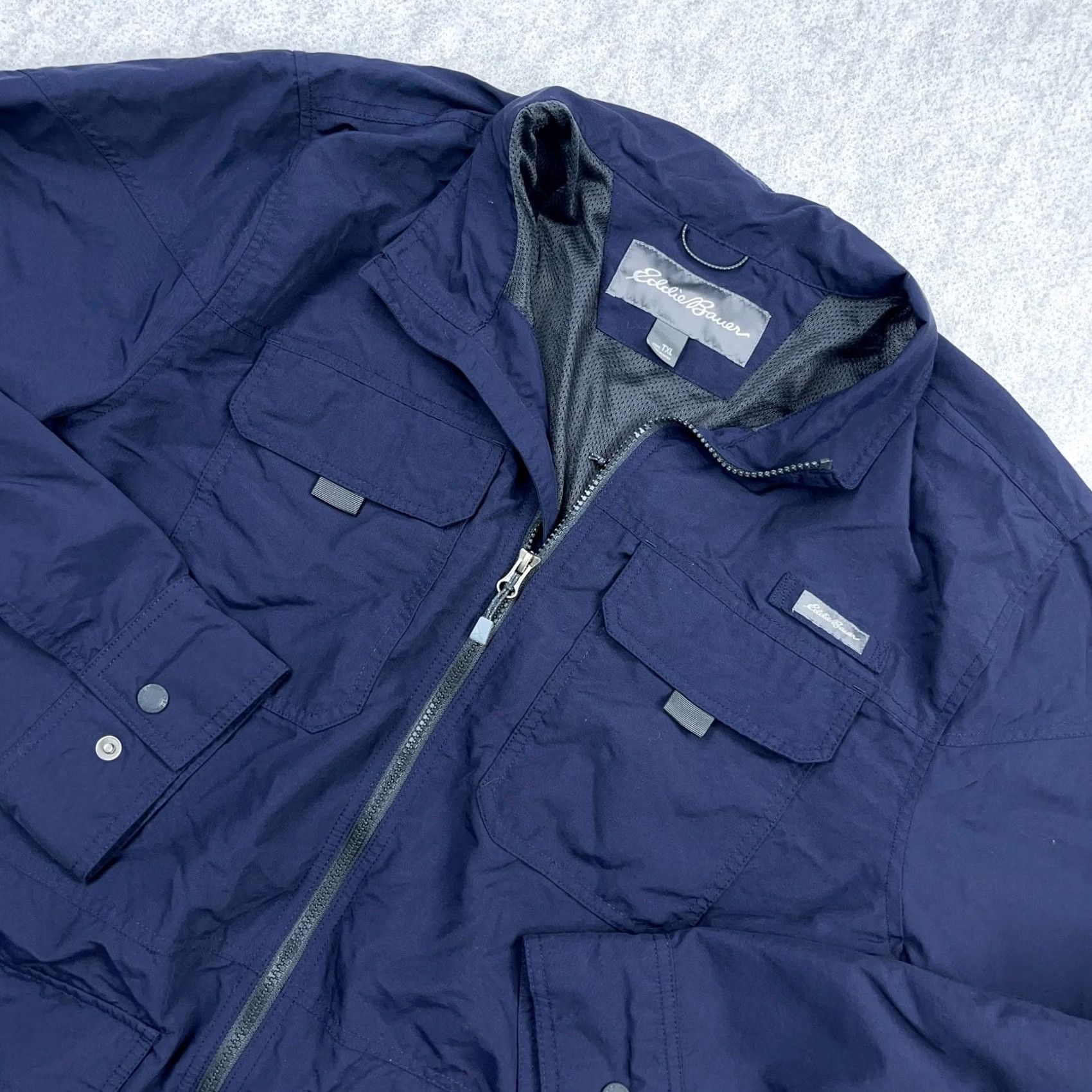Eddie Bauer Eddie Bauer Jacket Men XL Navy Windbreaker Nylon Hiking Safari, Blue, Zip, Stand-Up Collar, All Seasons, Pockets, Regular Fit, Jacket Size US XL / EU 56 / 4 - 3 Thumbnail