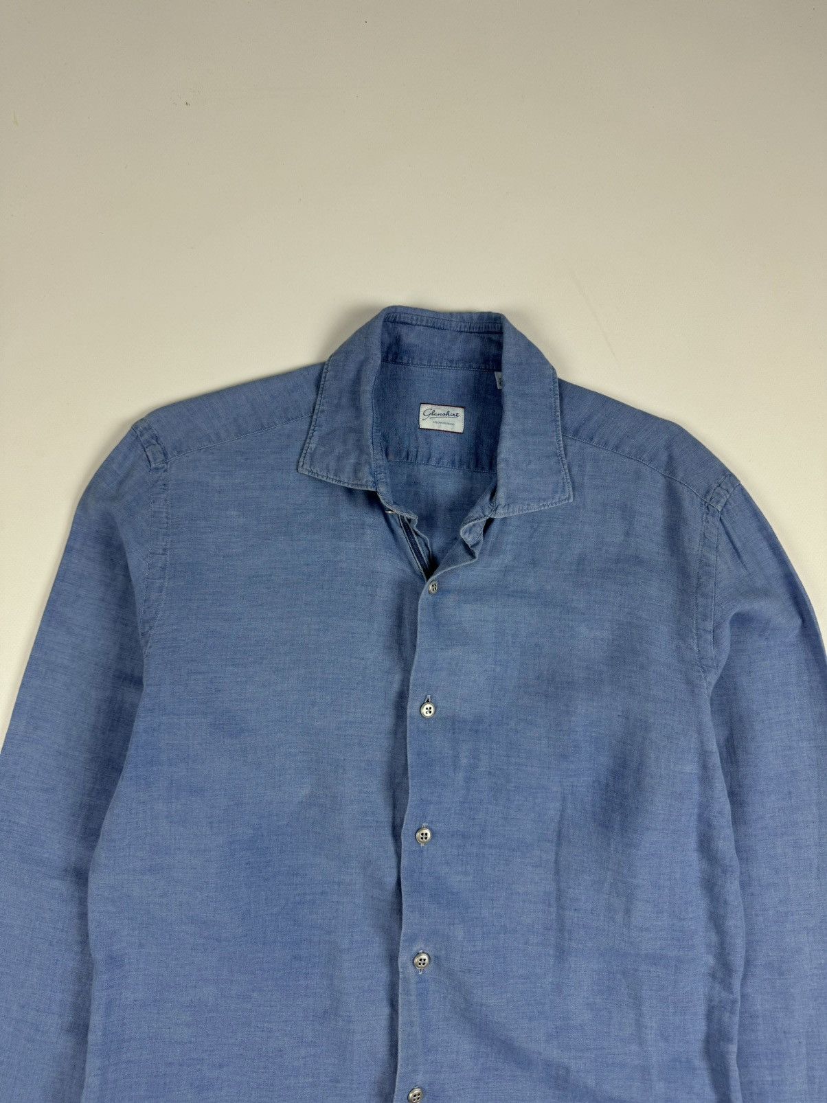 Designer × Glanshirt GLANSHIRT Blue Linen Long Sleeve Shirt Size US M / EU 48-50 / 2 - 3 Thumbnail