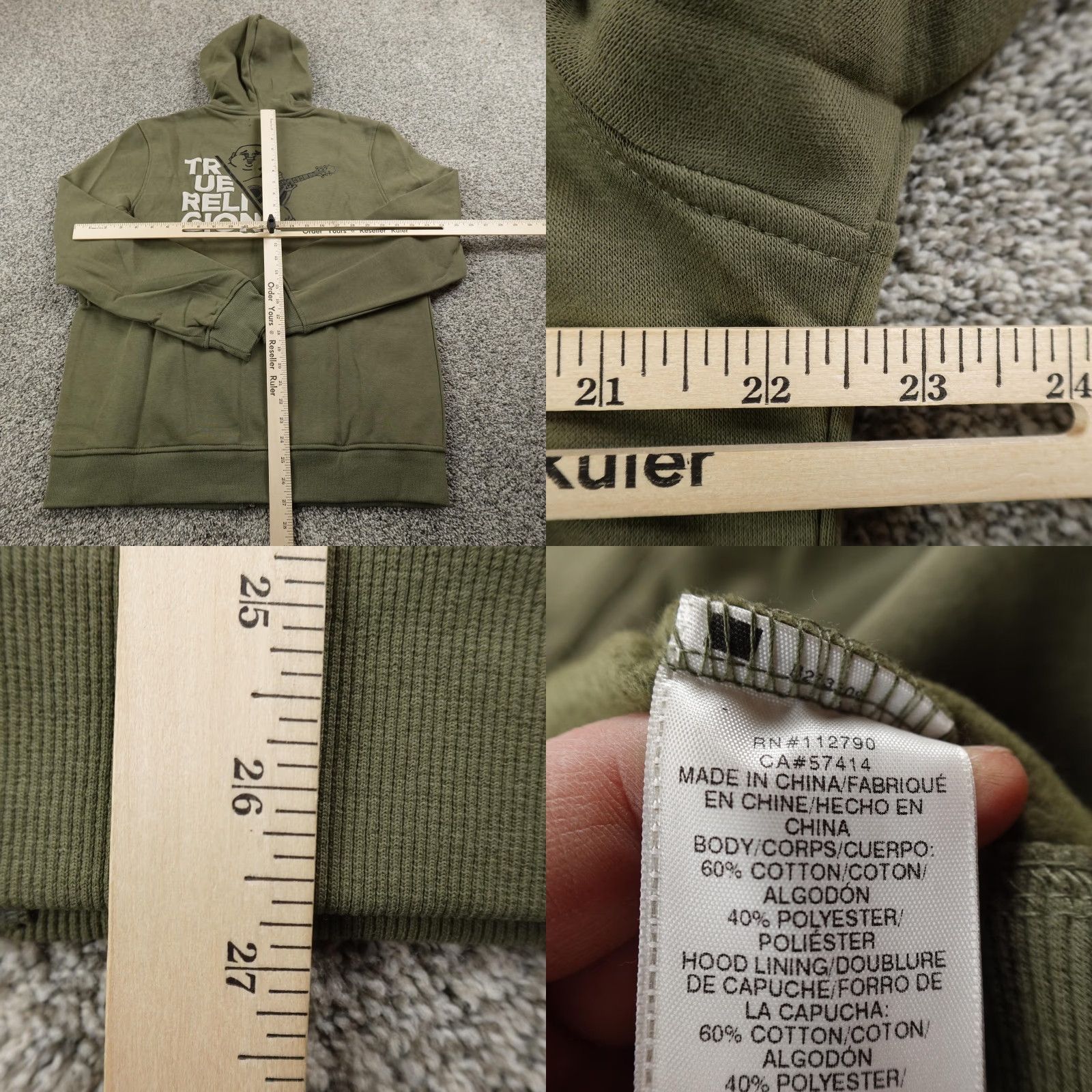 True Religion True Religion Hoodie Mens L Green Buddha Full Zip Sweatshirt Jacket Size US L / EU 52-54 / 3 - 8 Thumbnail