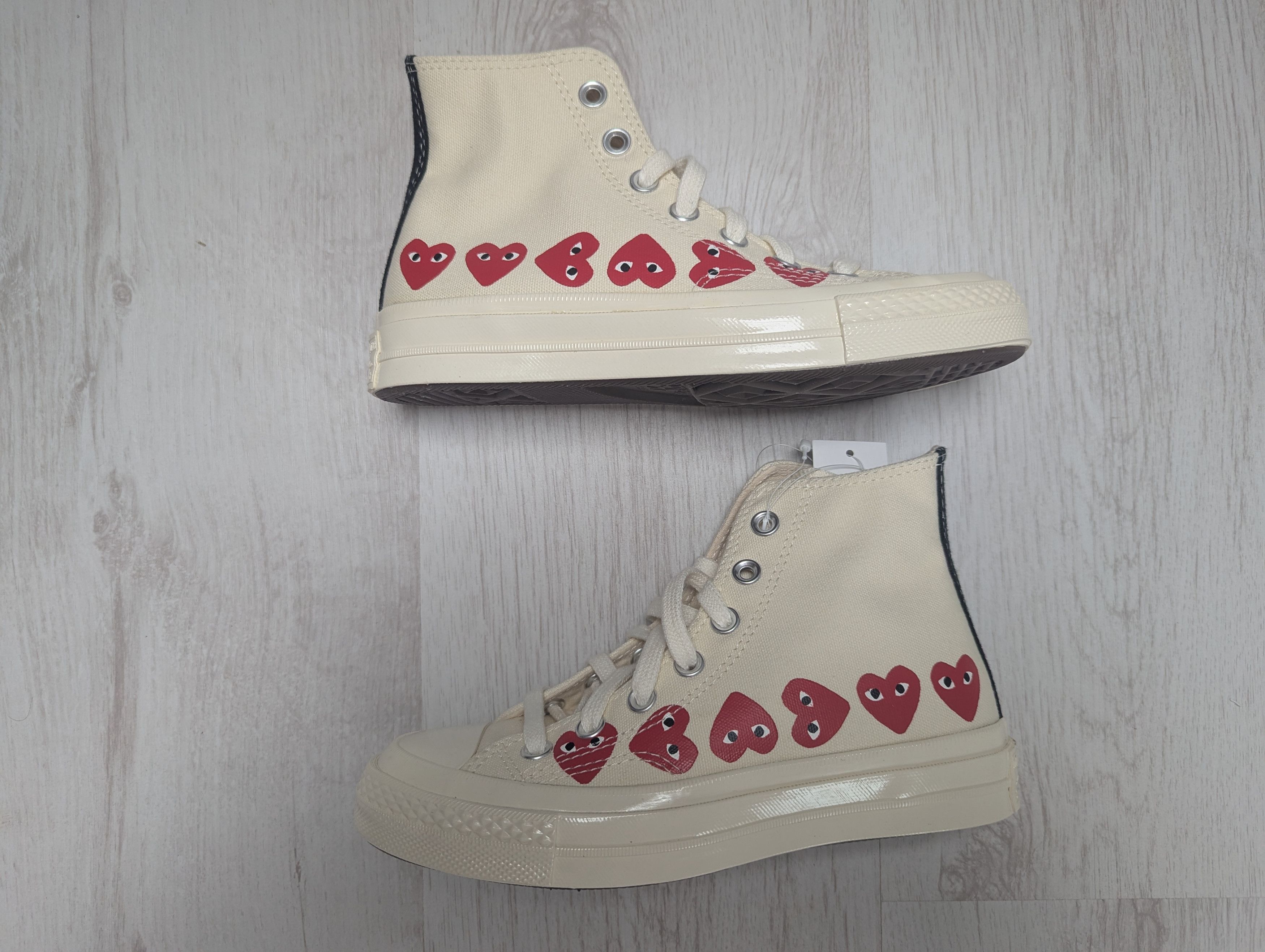 Comme des Garcons PLAY × Converse Converse Chuck Taylor All Star High Comme Garcons White Red Size US 5 / IT 35 - 4 Thumbnail