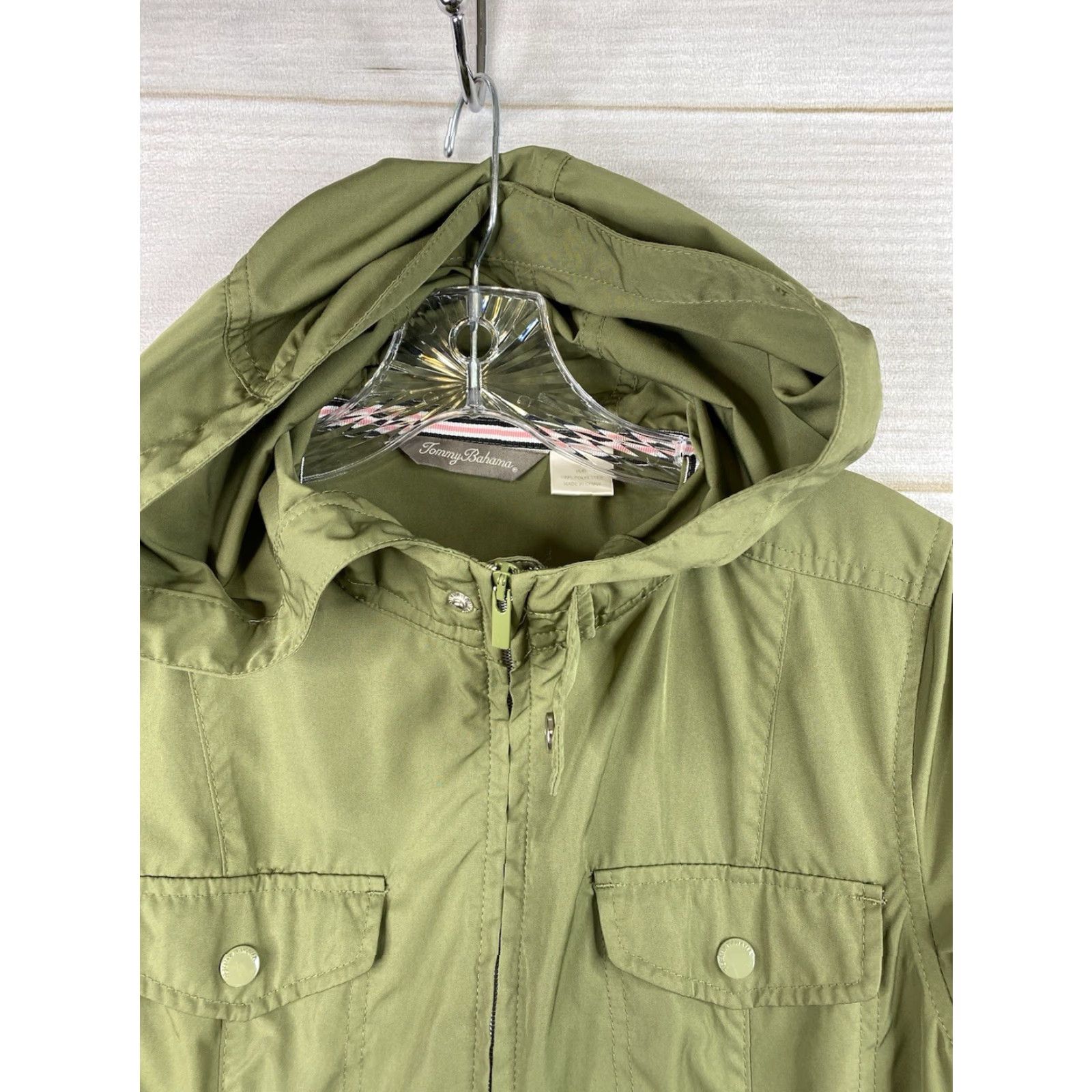 Tommy Bahama Tommy Bahama Womens Jacket Green Windbreaker Hooded Belted Lightweight Full Zip S Womens Size S / US 4 / IT 40 - 2 Thumbnail
